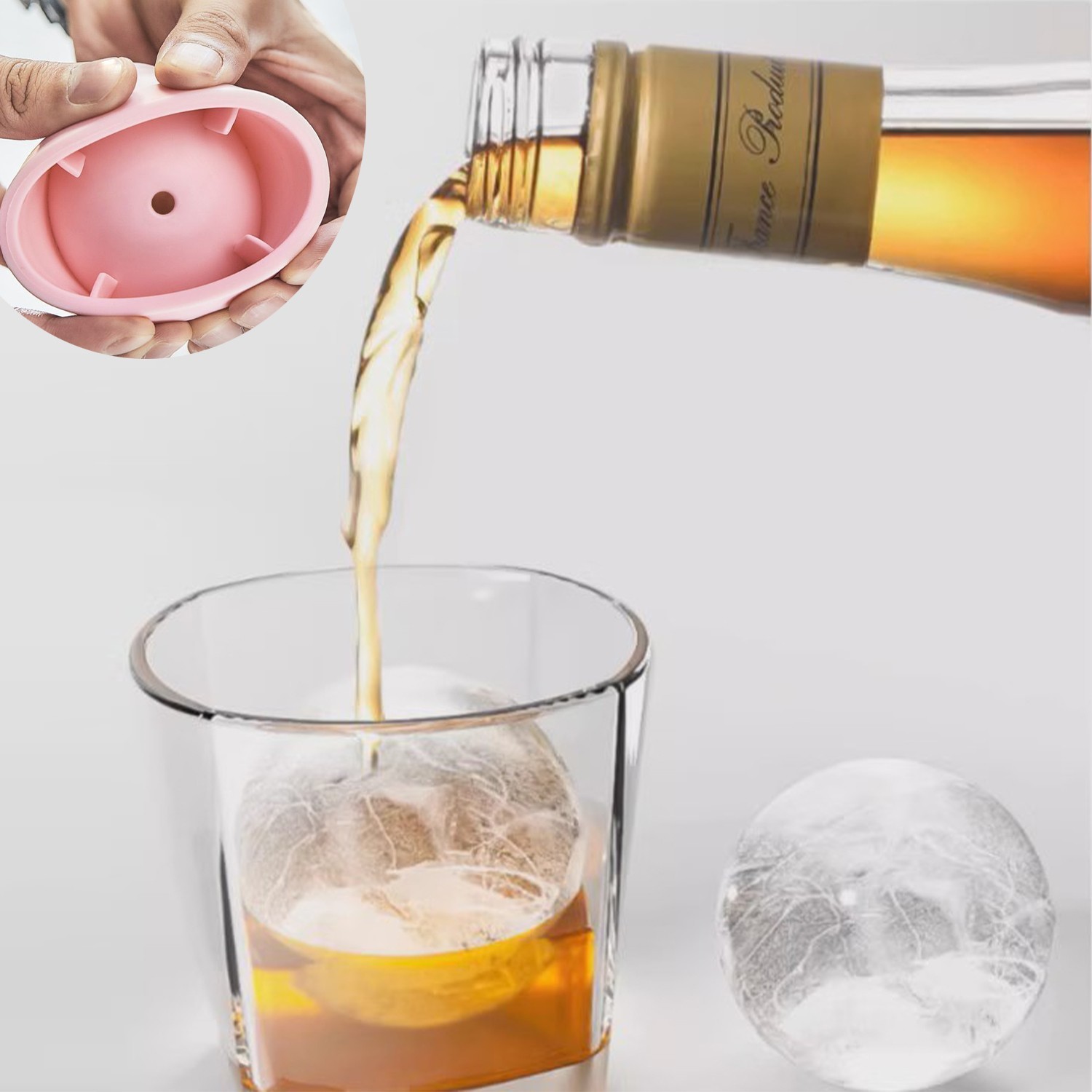 6 PCS Slow-Melting Stackable Large Ice Cube Mold Maker For Whisky Beverage