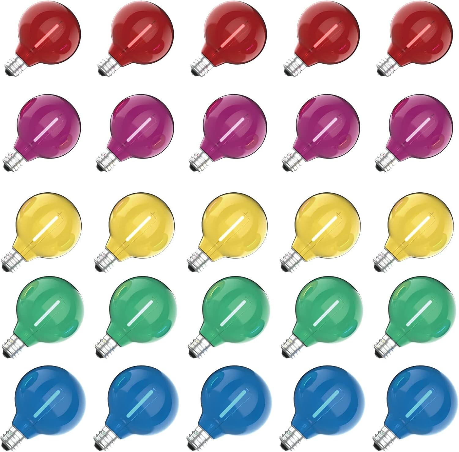 G40 Colored Led Replacement Bulbs for Outdoor String Lights, 1W Multi Color E...