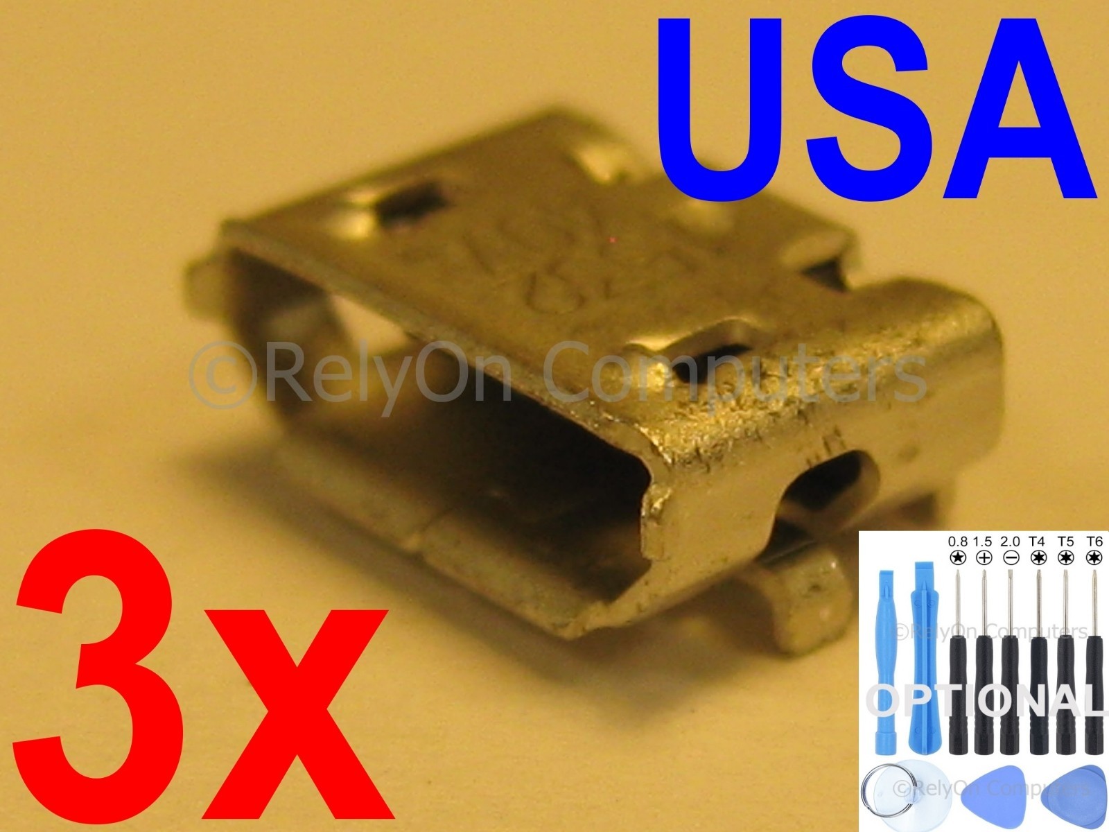 3x Lot of Micro USB Charging Port Sync for RCA PRO10 RCT6203W46 10.1" Tablet USA