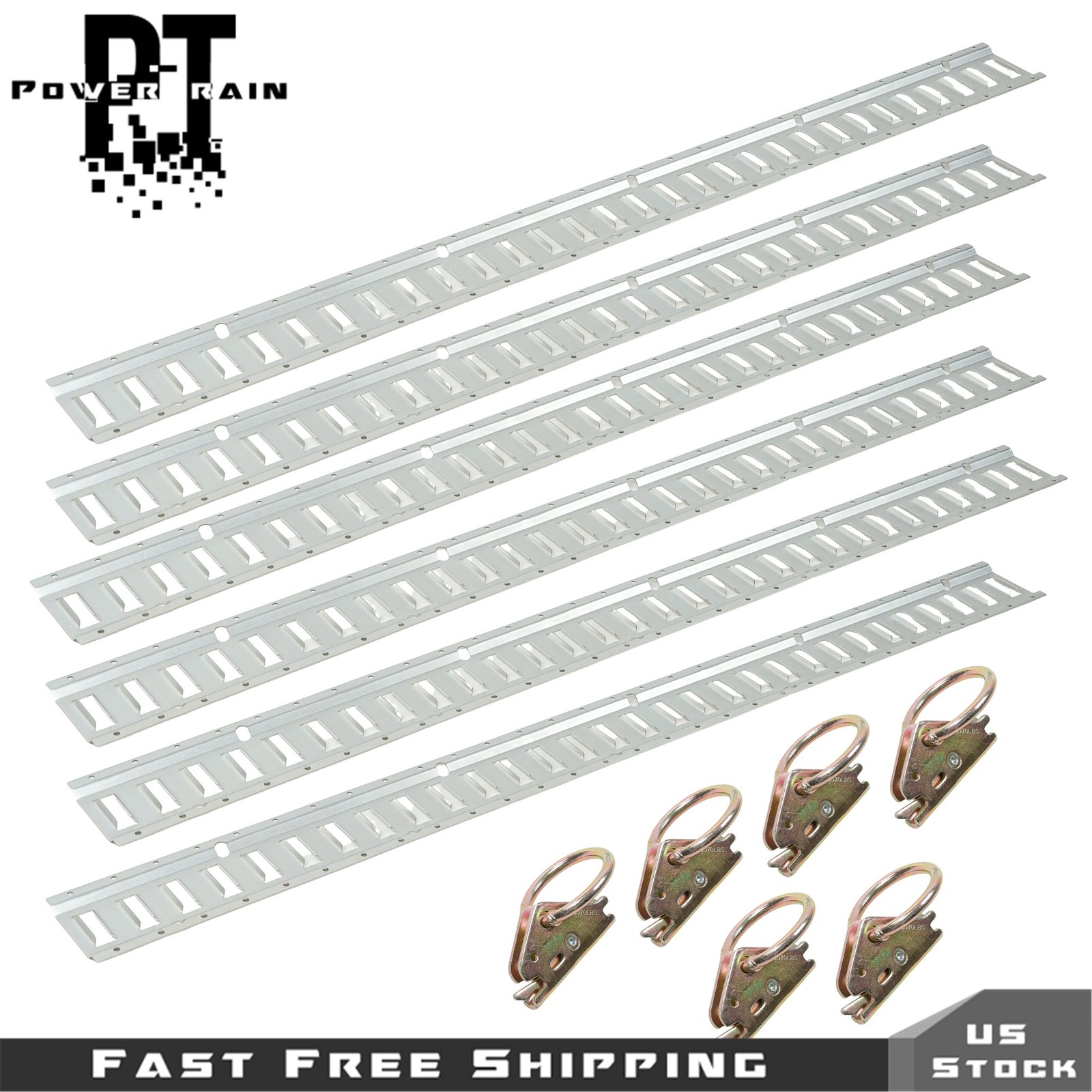 5‘ E Track Tie-Down Rail Kits 6 pcs 5ft Etrack Rails 6 O-Ring Anchors