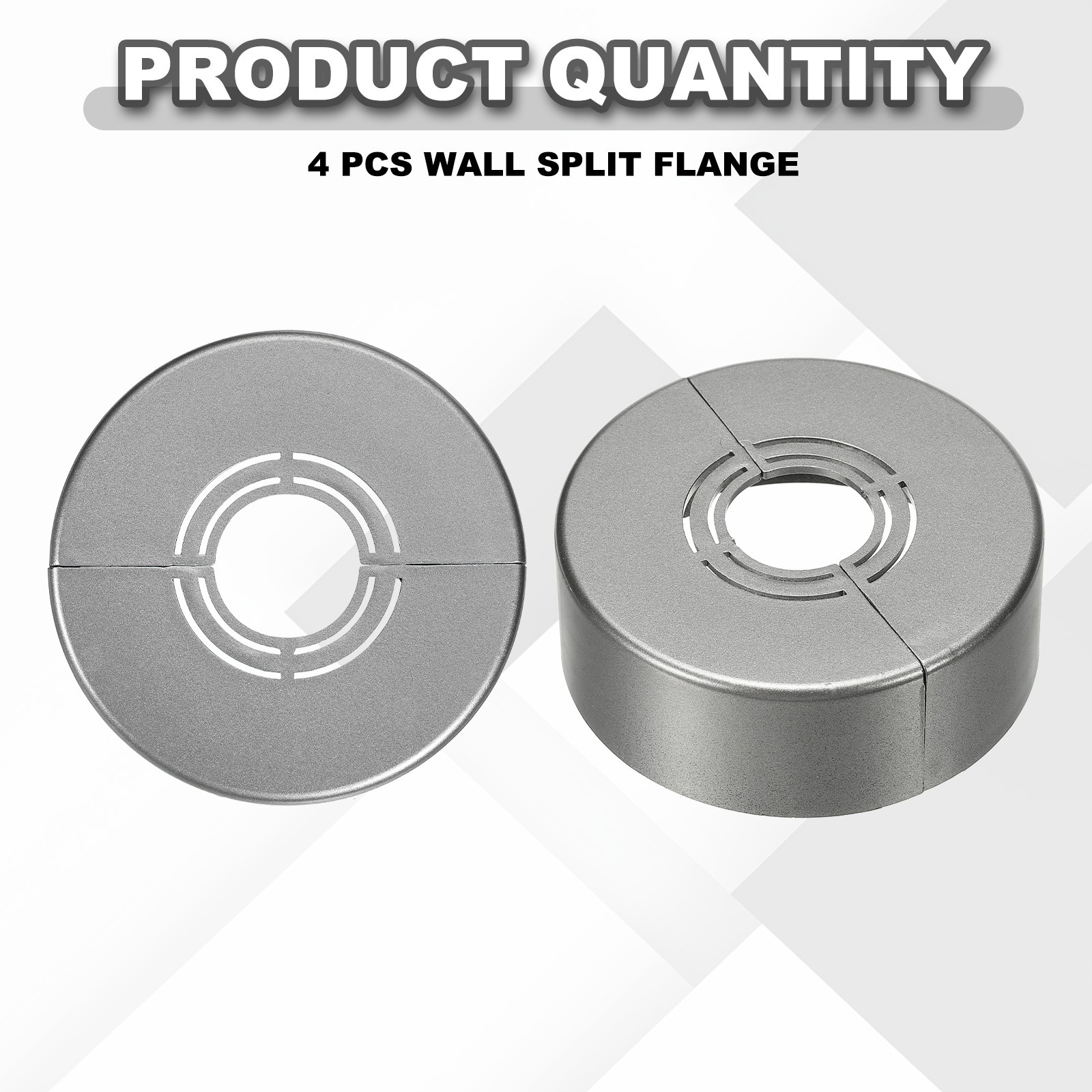 4pcs Wall Split Flange 0.98" Plastic Round Split Flange Pipe Cover, Gray