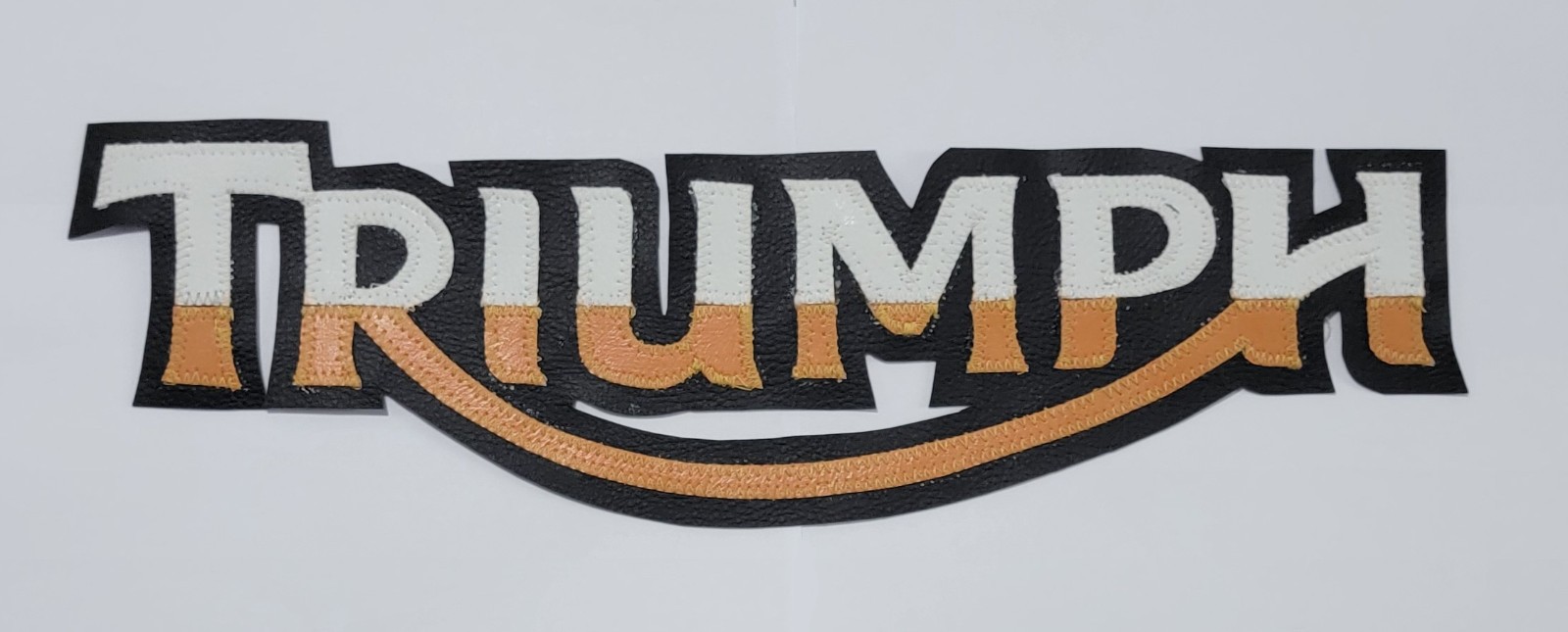 Hinckley Triumph Motorcycle  13 inch back patch. orange black white. NEW