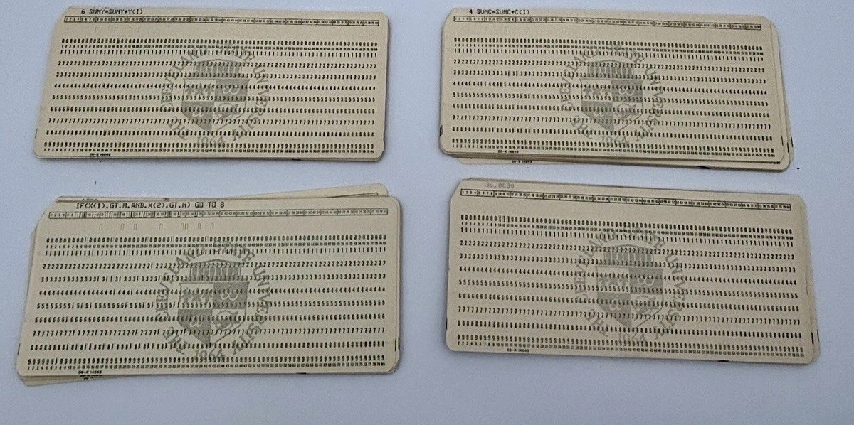 Vintage IBM Punch Cards Lot Of 10 Cleveland State University 1960’s FORTRAN Code
