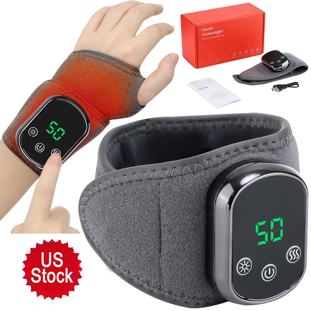 Electric Wrist Massager Brace w/ Heat & Vibration for Carpal Tunnel, Arthritis