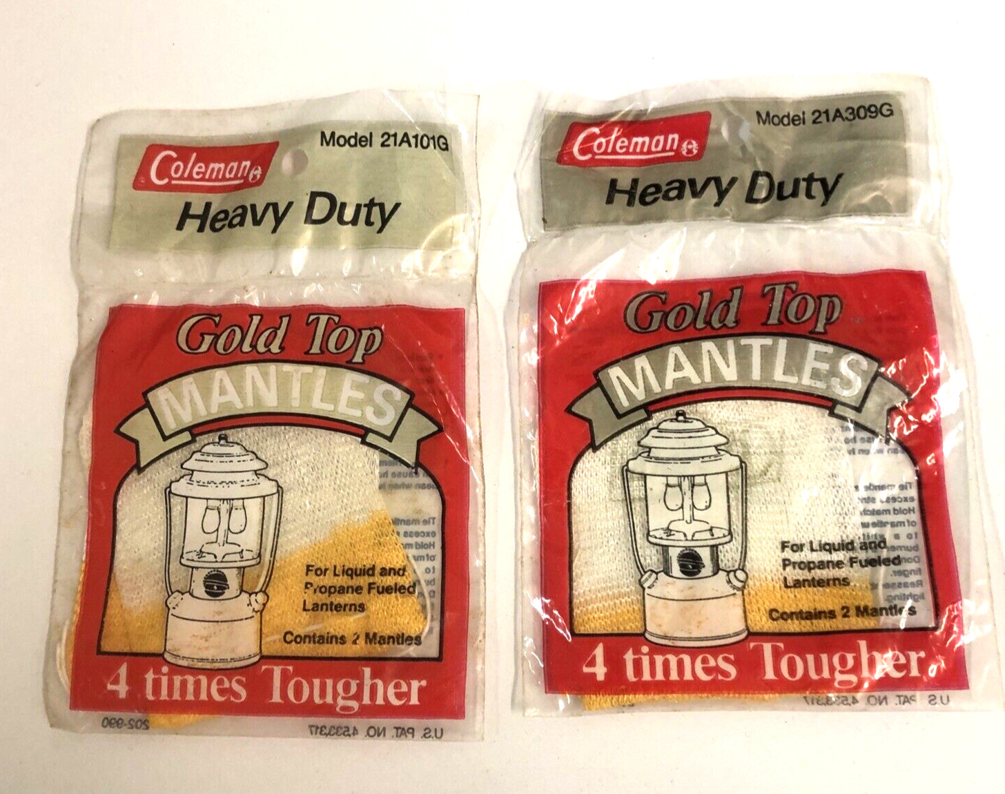 New Vintage Coleman Heavy Duty Gold Top Mantles Model 21A101G  (2) 2 Pks Mantle