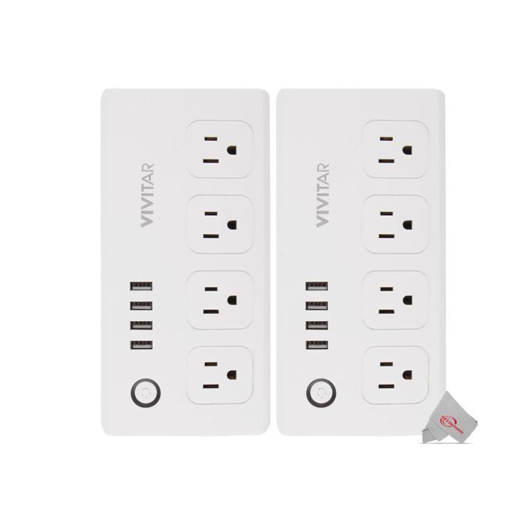2x Vivitar Smart Home Smart Plug Power Strip 4 Wi-Fi Outlets + 4 USB Ports