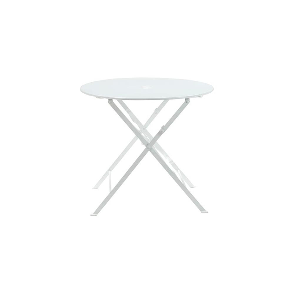 Carolina Classics 30" Folding Metal Bistro Table with Umbrella Hole in White