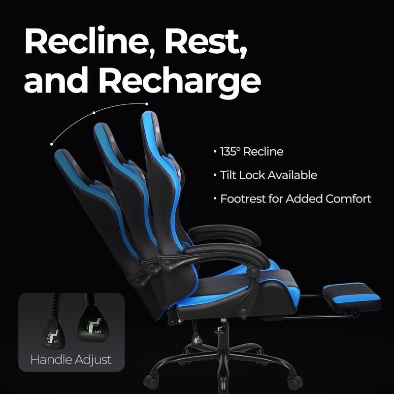 N-GEN GAMING Video Gaming Chair with Footrest Lumbar Support for Home Office