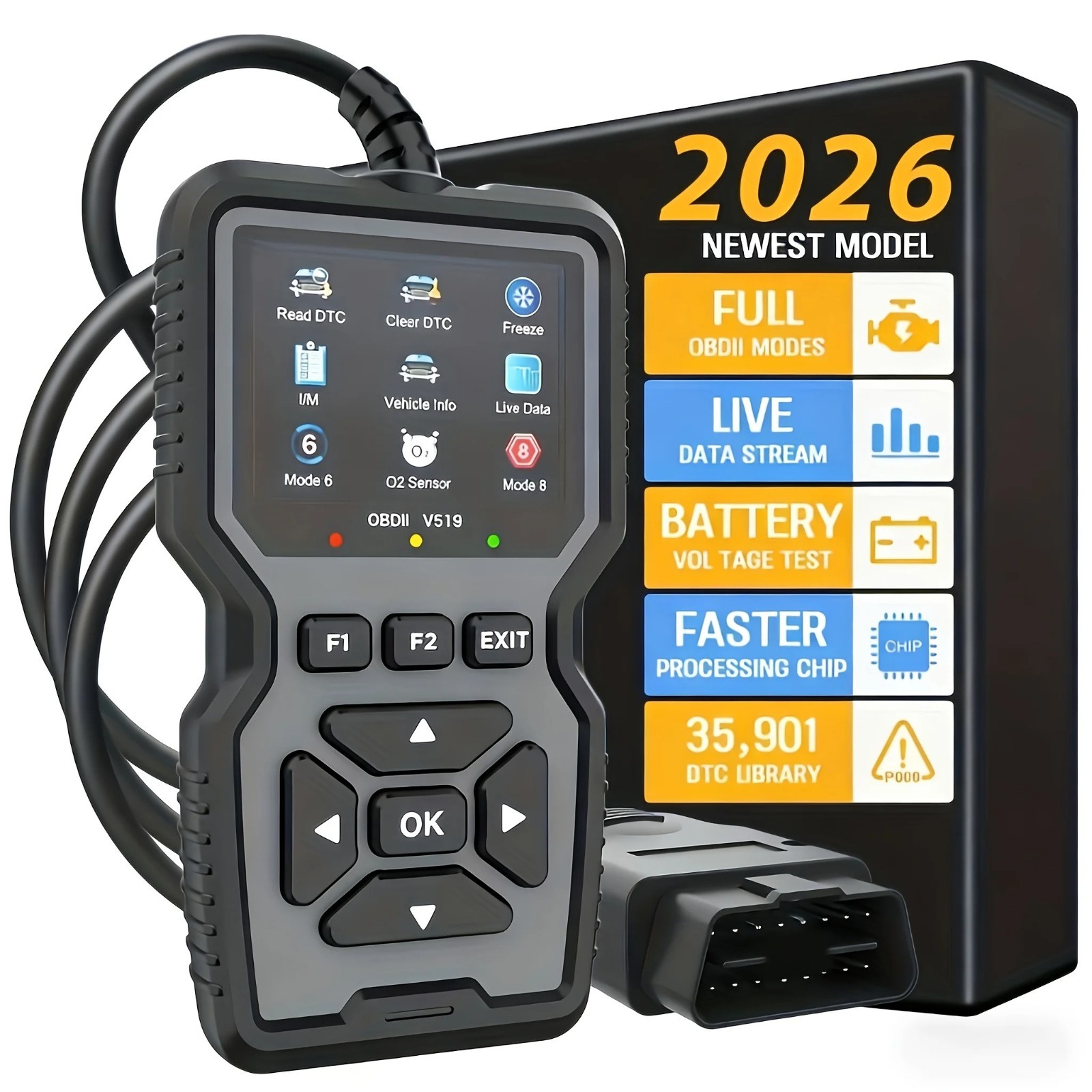 Jexiwe V519 Professional OBD2 Scanner, USB-Powered Diagnostic Tool