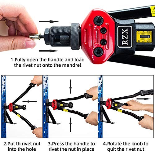 16" RIVET NUT TOOL Hand Blind Riveter,RIVNUT Riveting Tools with 17" RIVET GUN