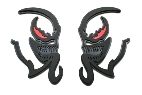 Pair Venomous Emblem 3D Venom Angry Agressive Venom Badges Red Black