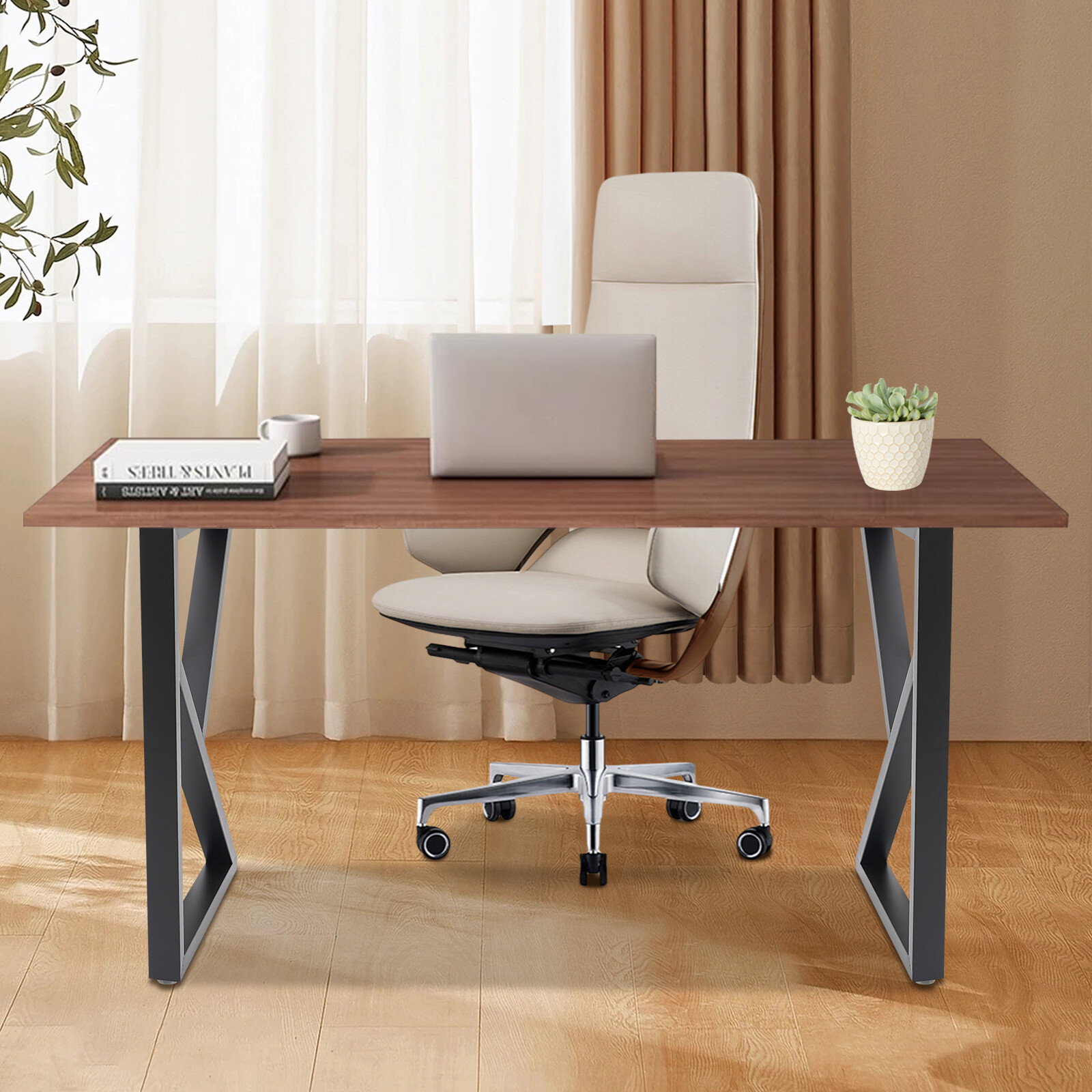Table Leg Metal Dining Coffee Bench, K-Shaped, With 4 Adjustable Plastic Pads