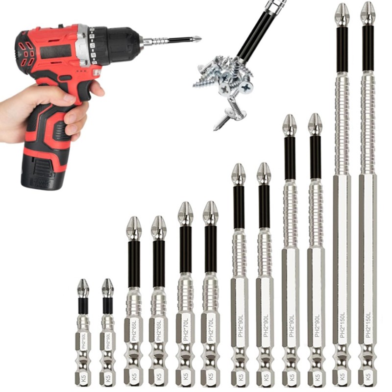 12-Pack K5 Impact Resistant Non Slip Bit,High Magnetic Screwdriver Drill Bit Set
