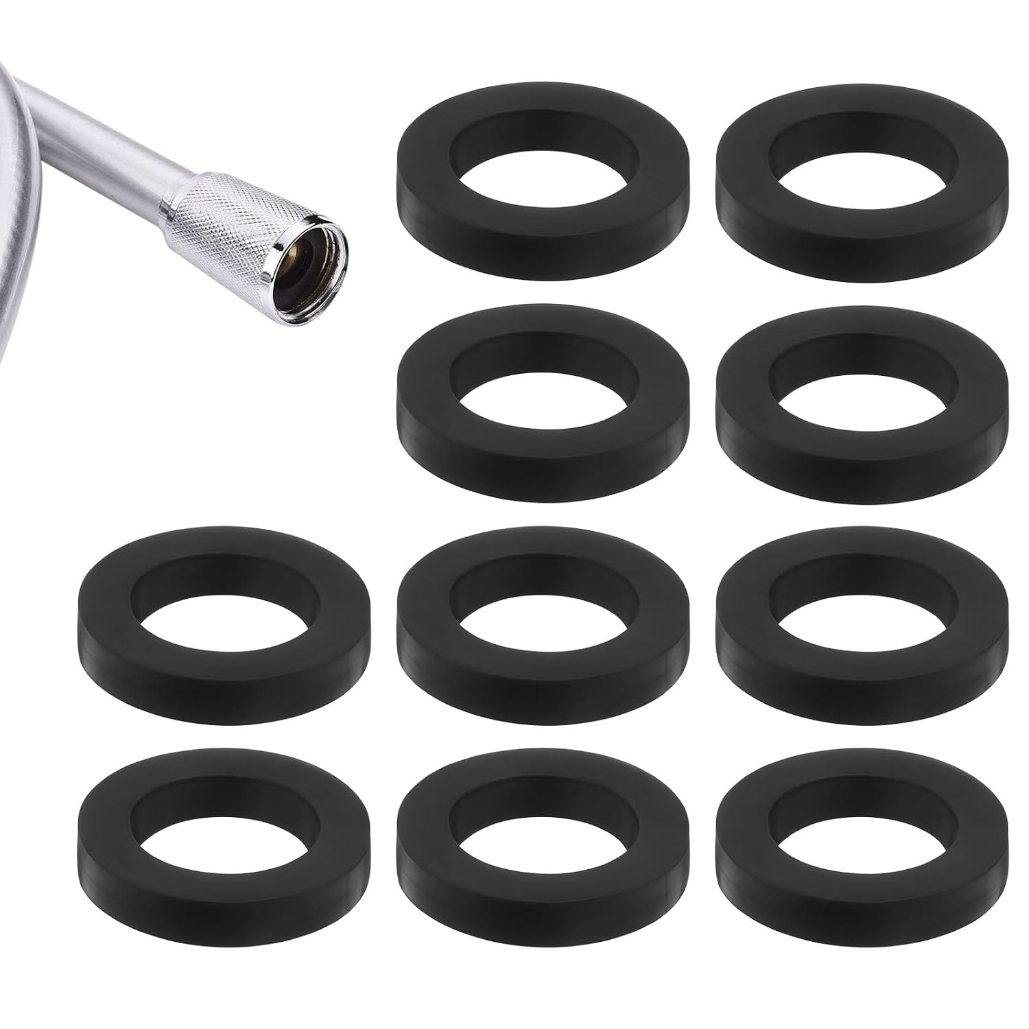10PCS Shower Head Gasket, Black Shower Hose Washers, 3/4 Inch Rubber Washers for