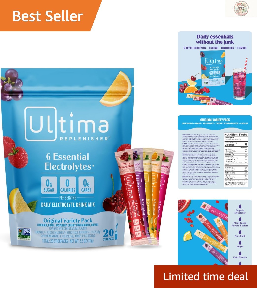 Keto Friendly Electrolyte Variety Pack - 20 Stickpacks of Flavorful Hydration
