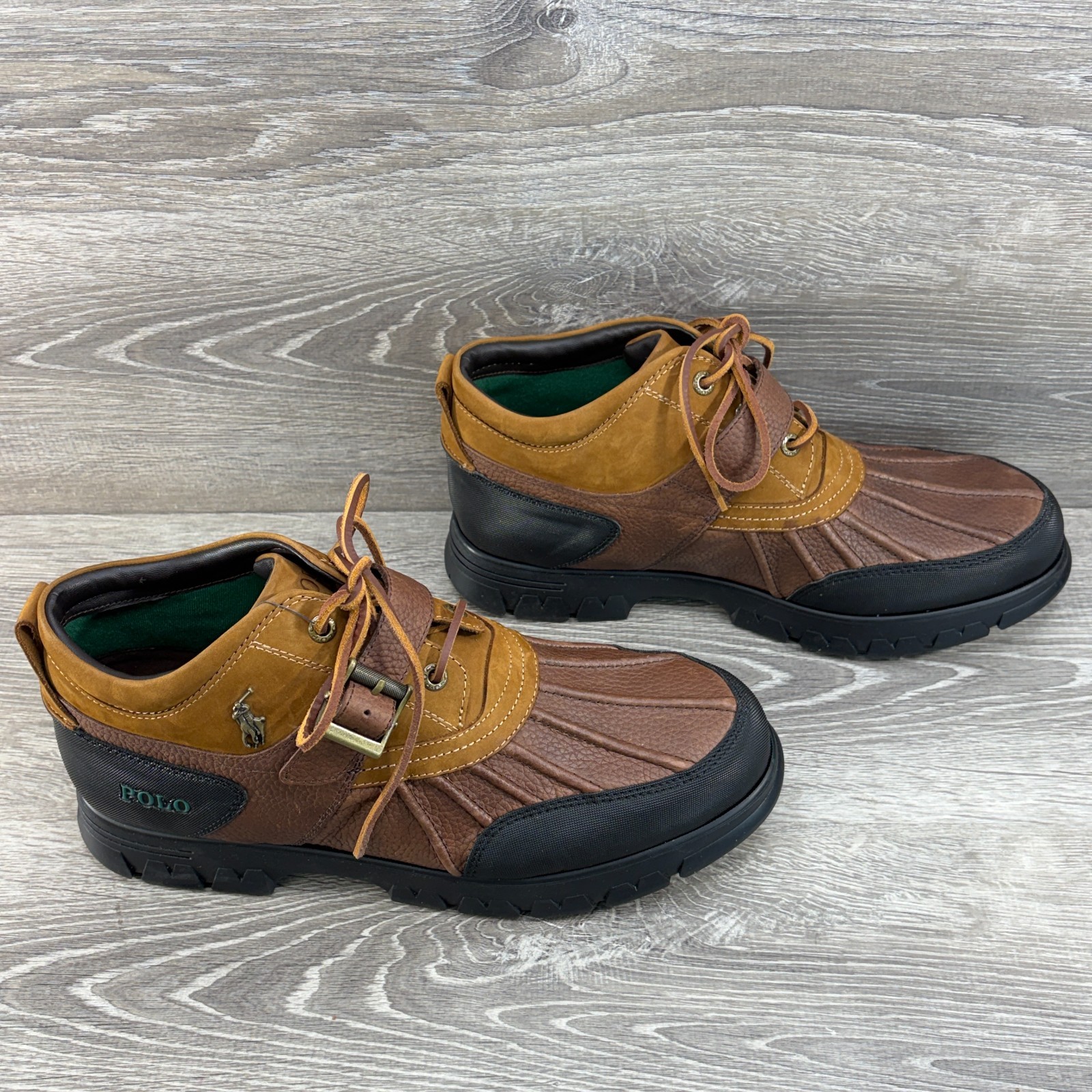 NEW Polo Ralph Lauren Mens 14 D Dover III Brown Leather Duck Ankle Boots Pony
