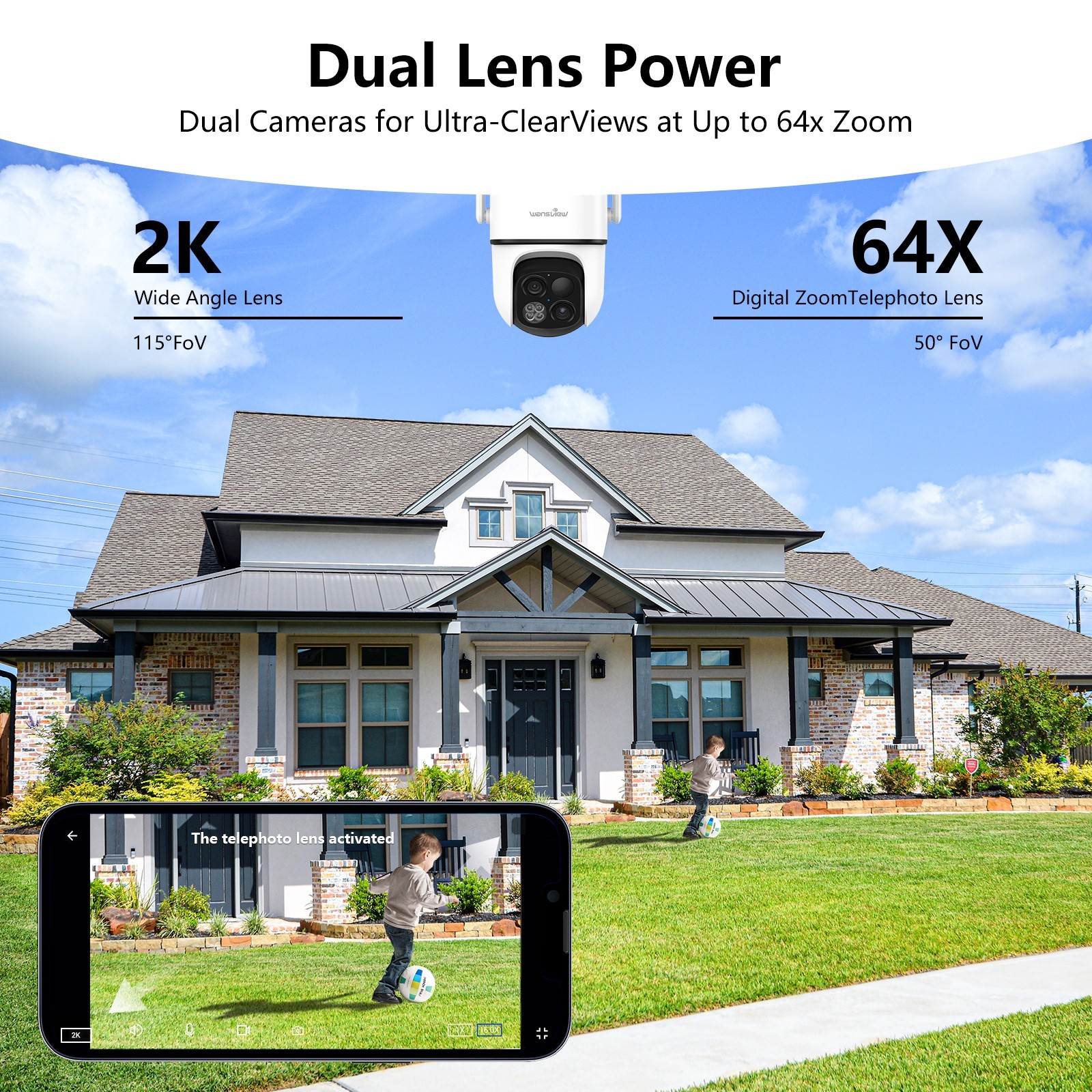 Wansview Solar Security Camera Wireless Outdoor Surveillance Ai Detection 2-pack