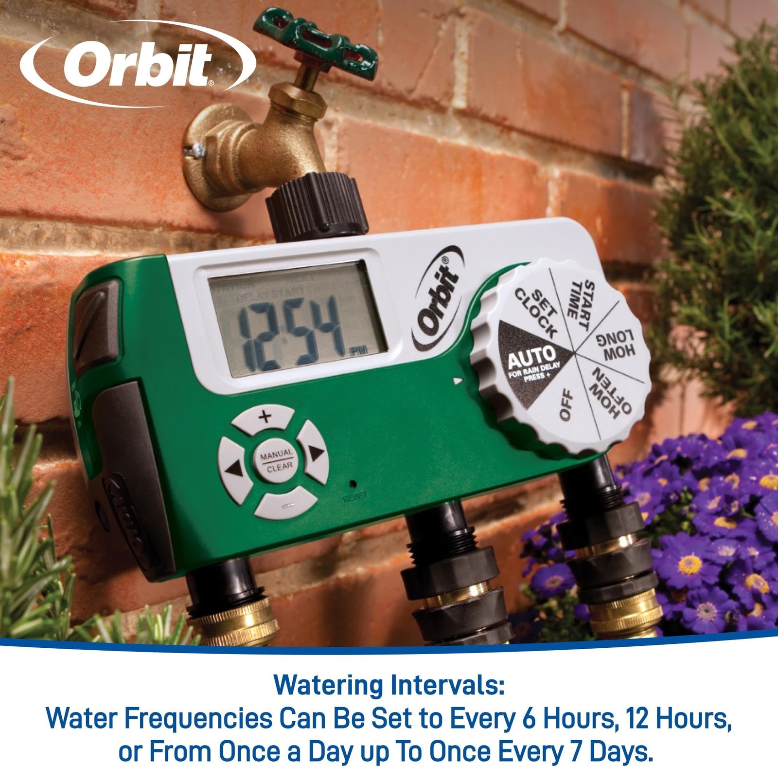 Orbit Programmable Digital Hose Watering Timer - 3 Outlet - Battery Powered -...