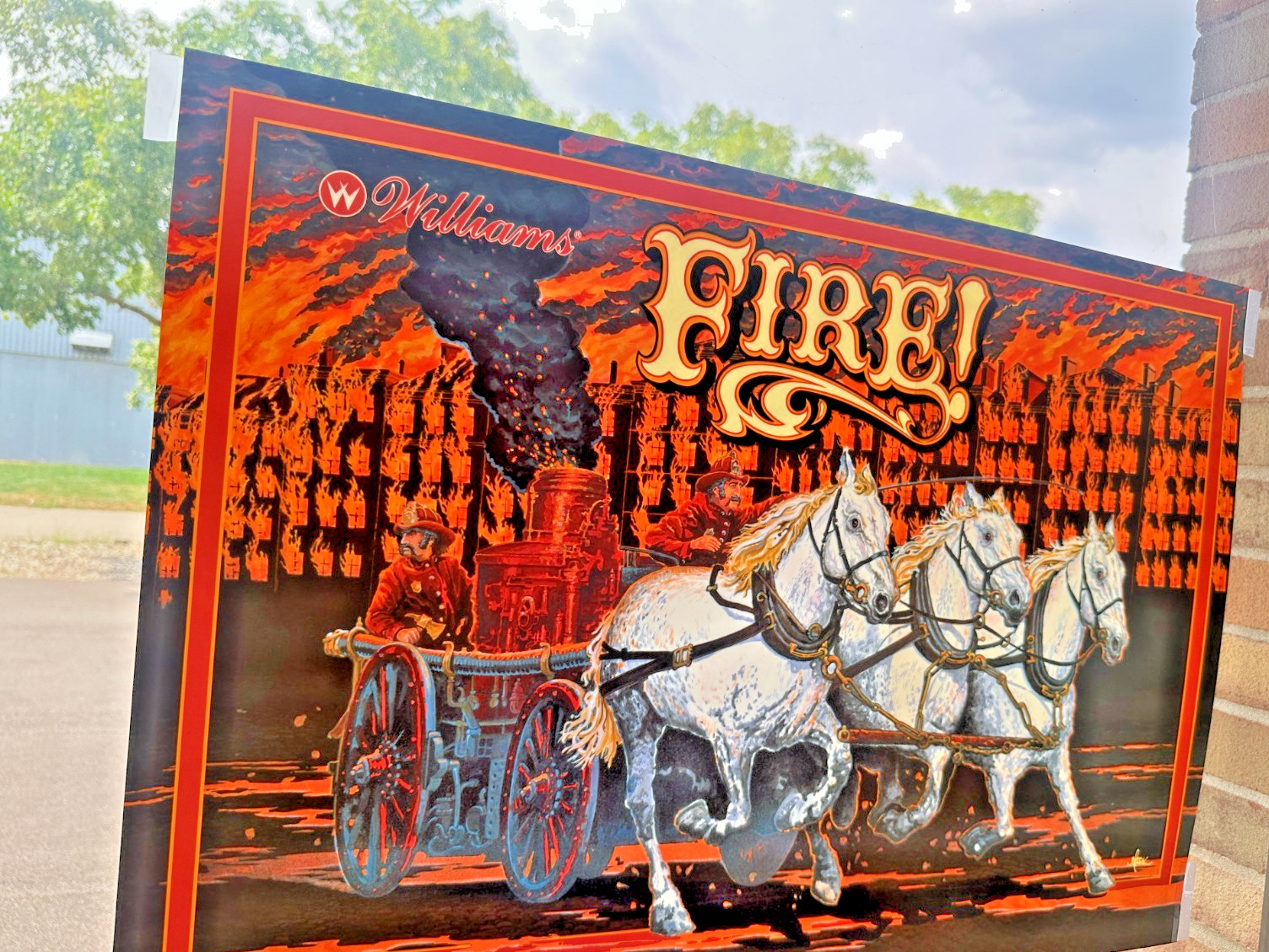 1987 Williams Fire! Pinball Translite - NOS