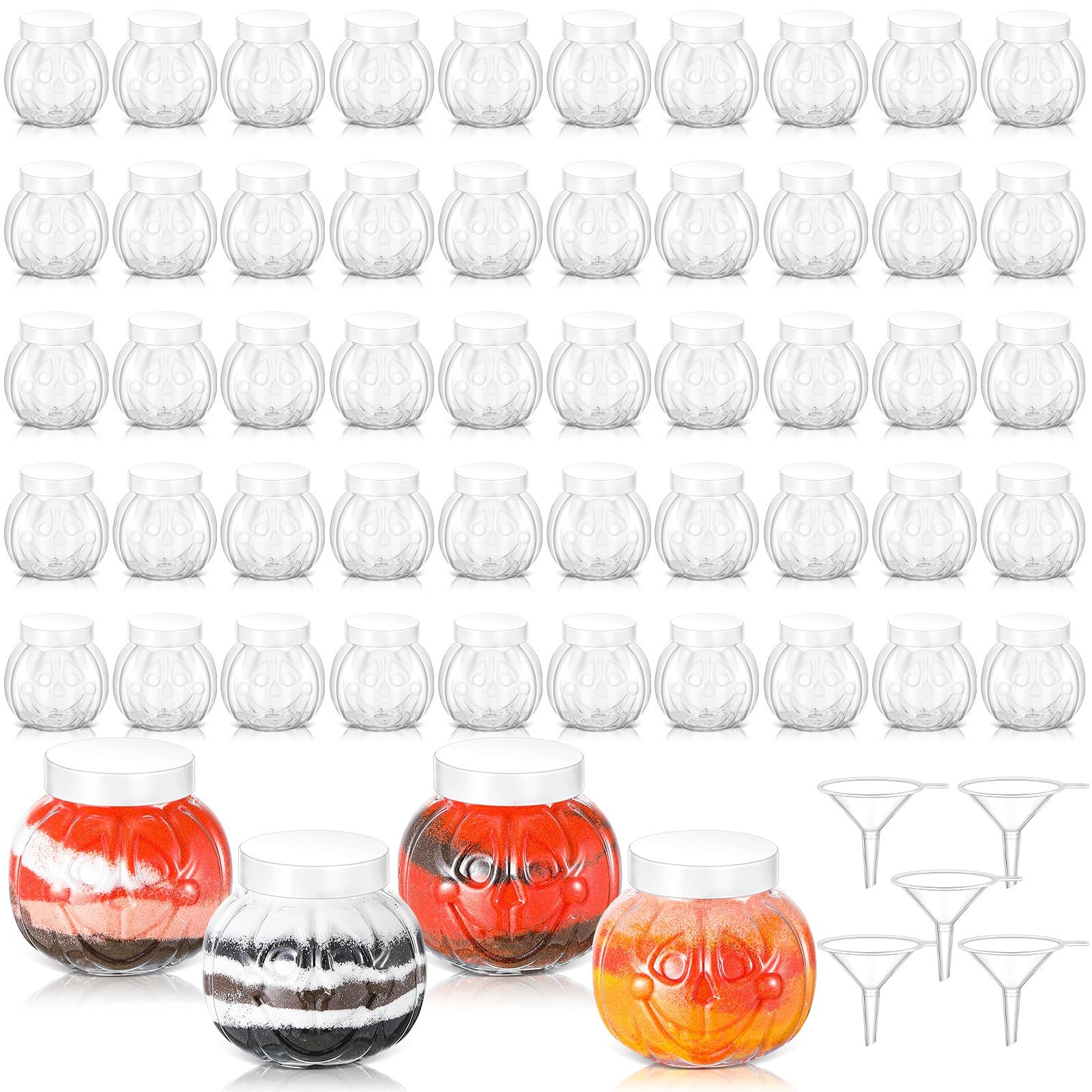 30 Pcs 2.5oz Pumpkin Halloween Sand Art Bottles with Plastic Funnels Pumpkin ...