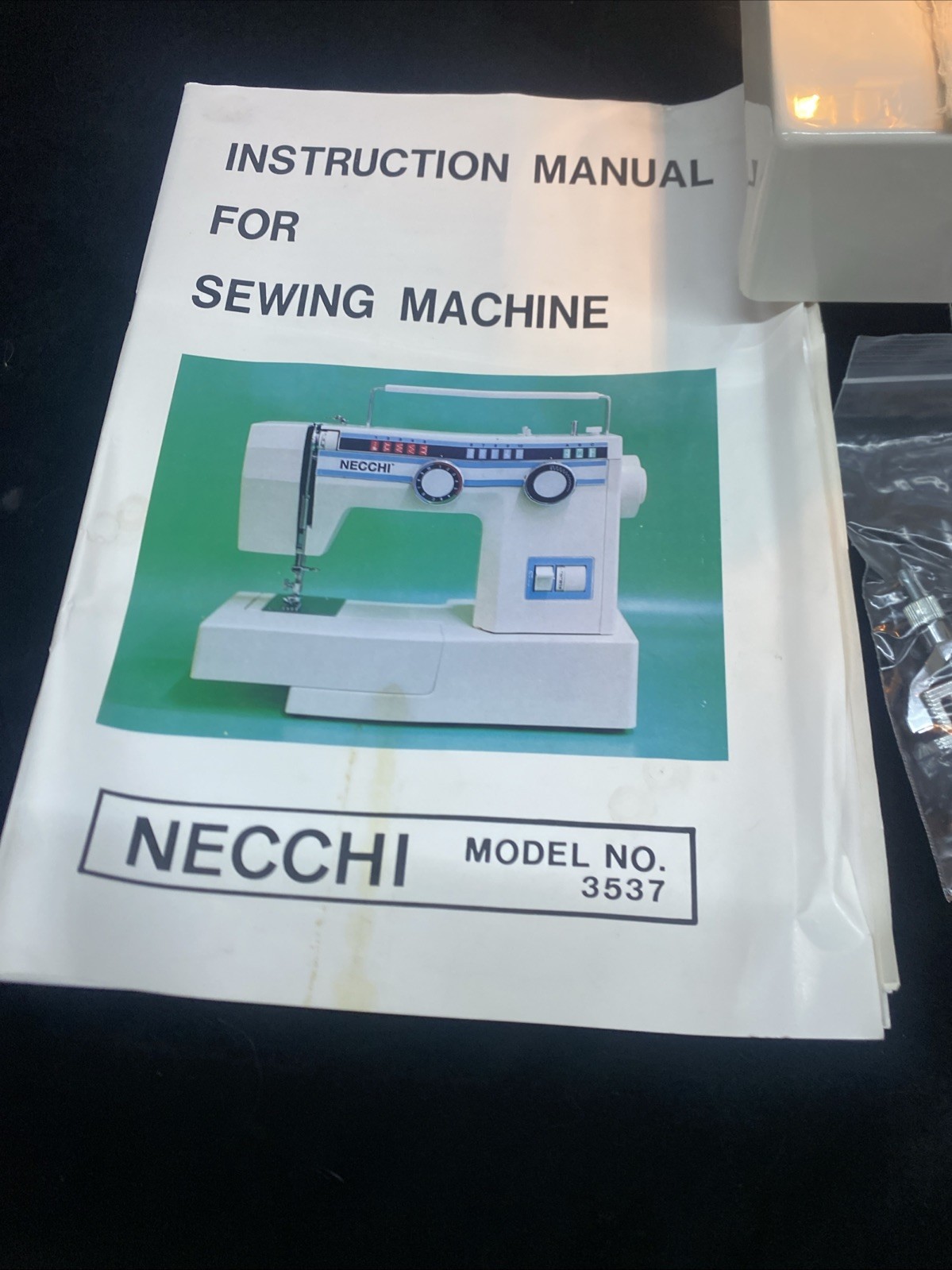 NECCHI 3537 SEWING MACHINE w/Foot Pedal Case Manual And Extra