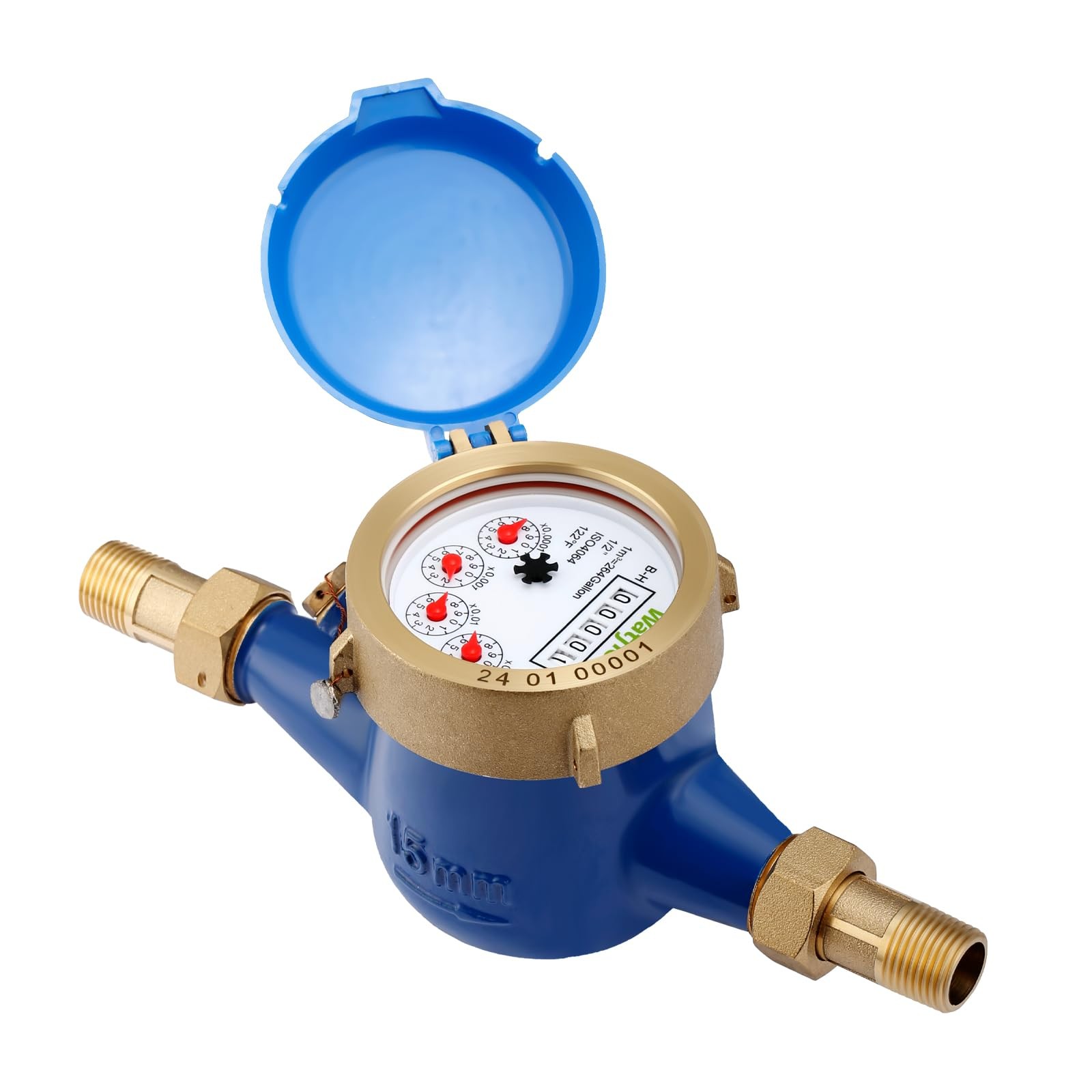 Watflow DN15 1/2" NPT Water Meter, Lead Free Cold 1/2",cu,w/o pulse