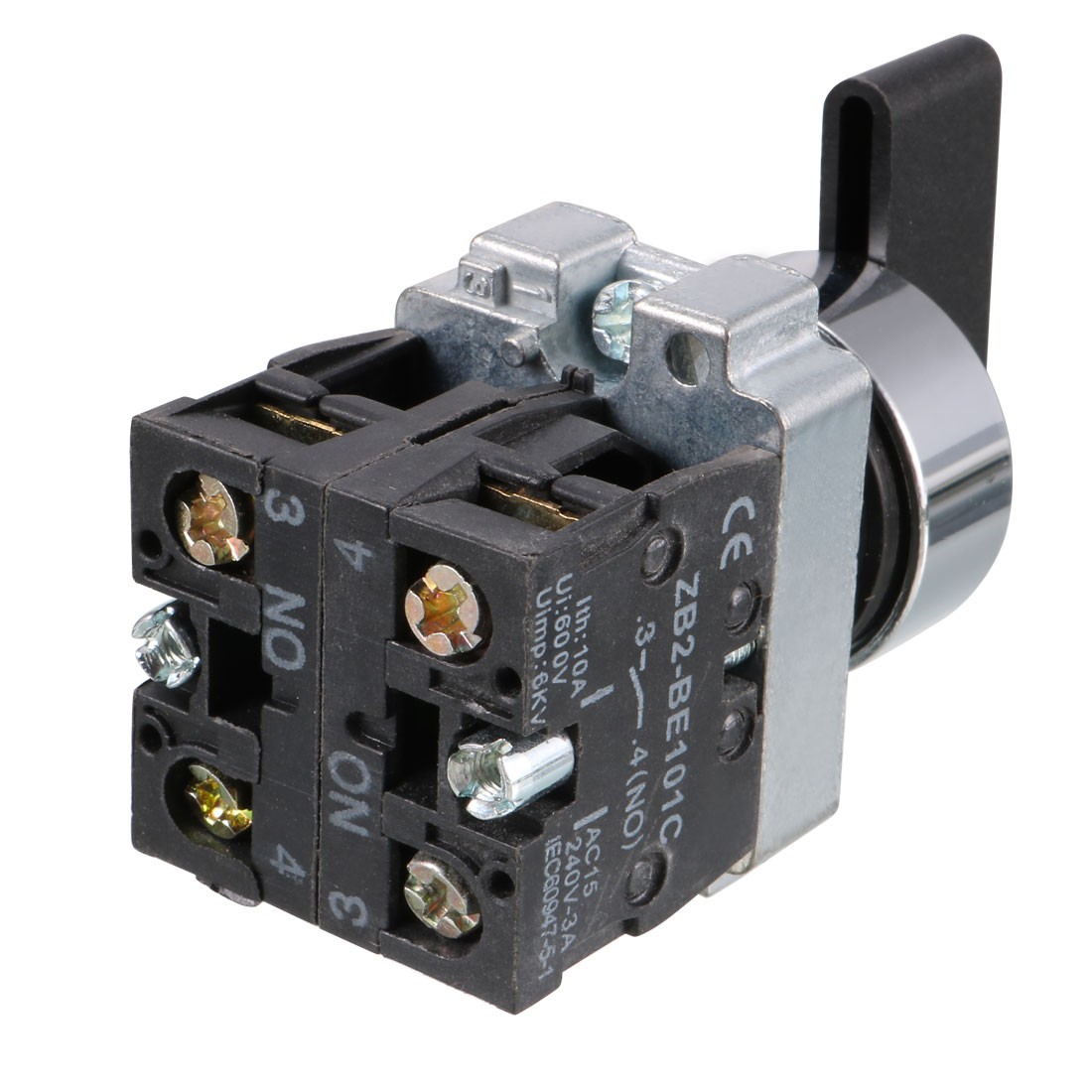 ZB2-BE101 21mm Panel Mount SPDT 2NO 3Position Rotary Selector Switch AC600V 10A