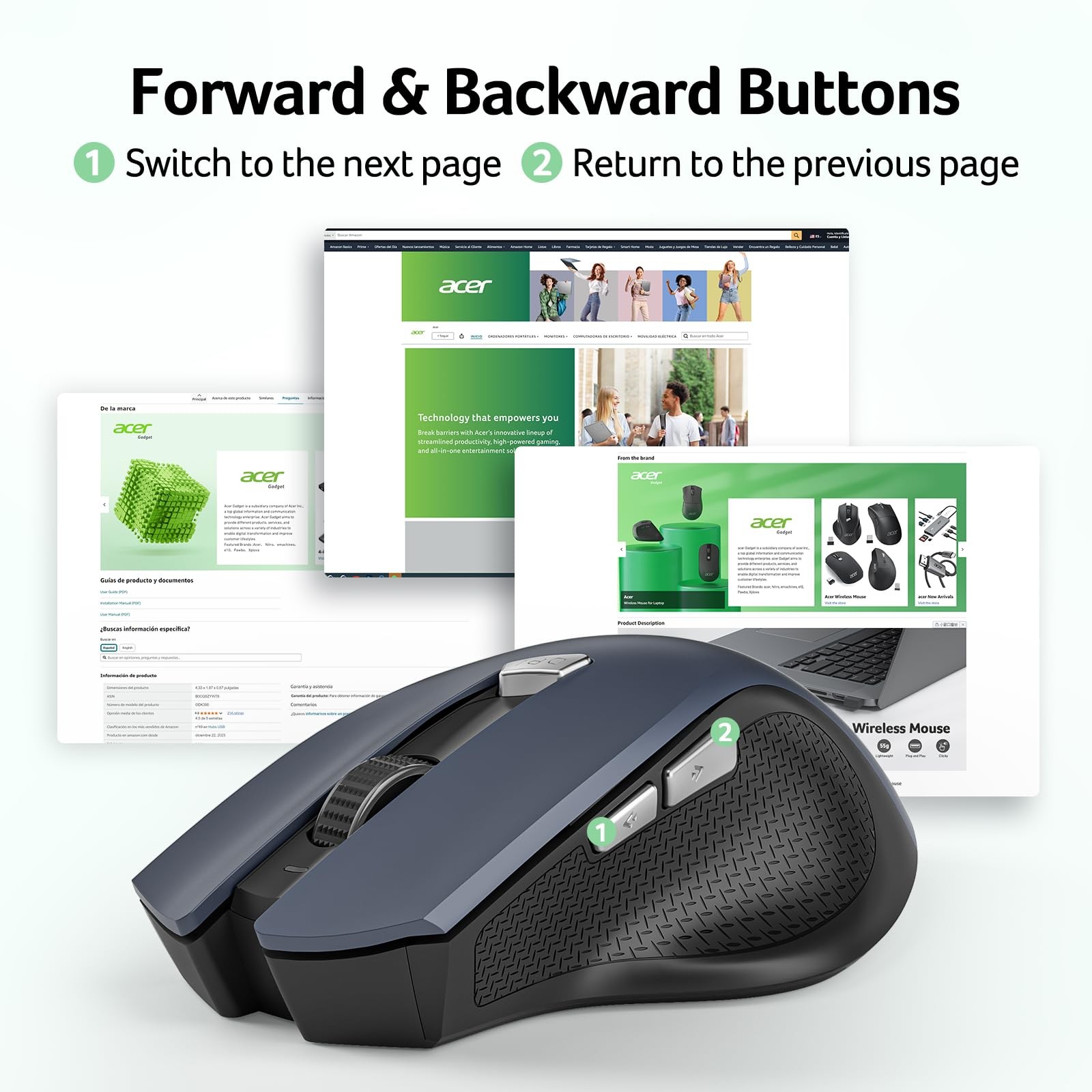 Wireless Mouse for Laptop, 2.4GHz Computer Mouse 3 Adjustable DPI Office Cord...