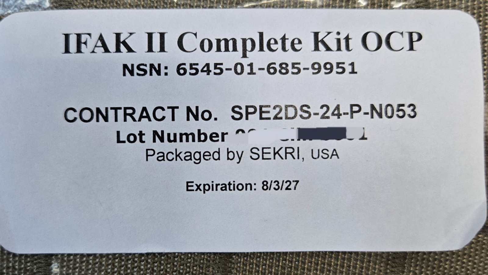 US ARMY OCP IFAK2 COMPLETE KIT(NEW)