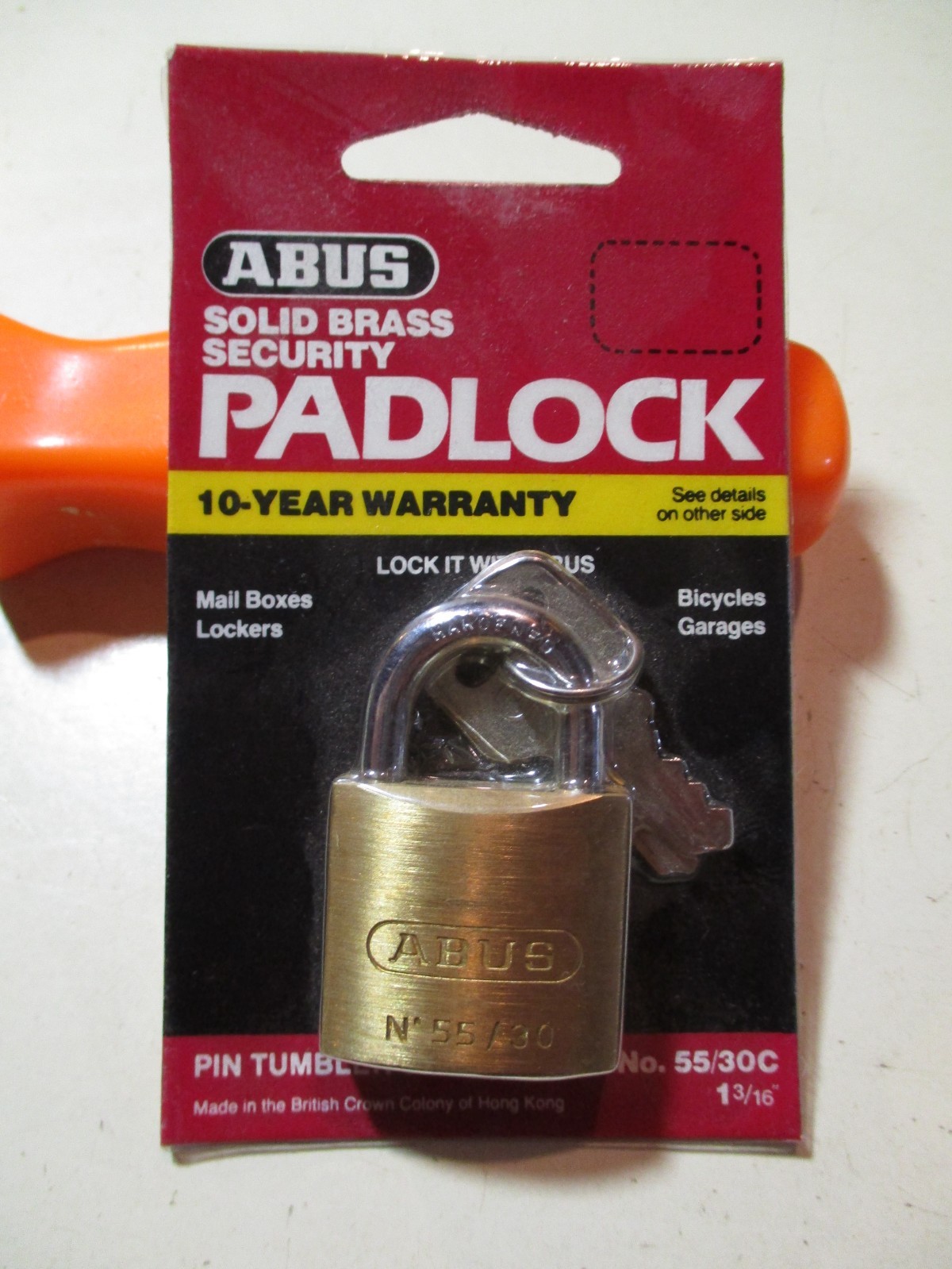 ABUS 55/30C BRASS PADLOCK 1  3/16" SNACKLE NOS