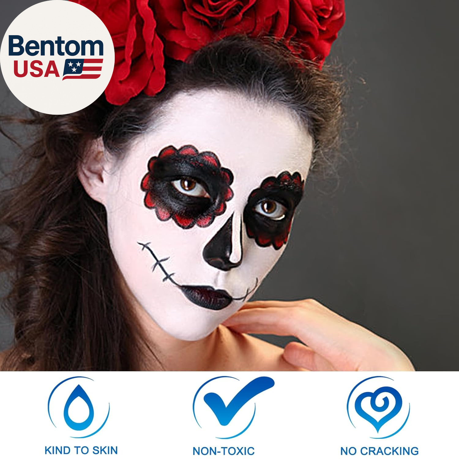 6Pcs Halloween Makeup Kit,Black White Face Paint Clown White Makeup,Classic Pro
