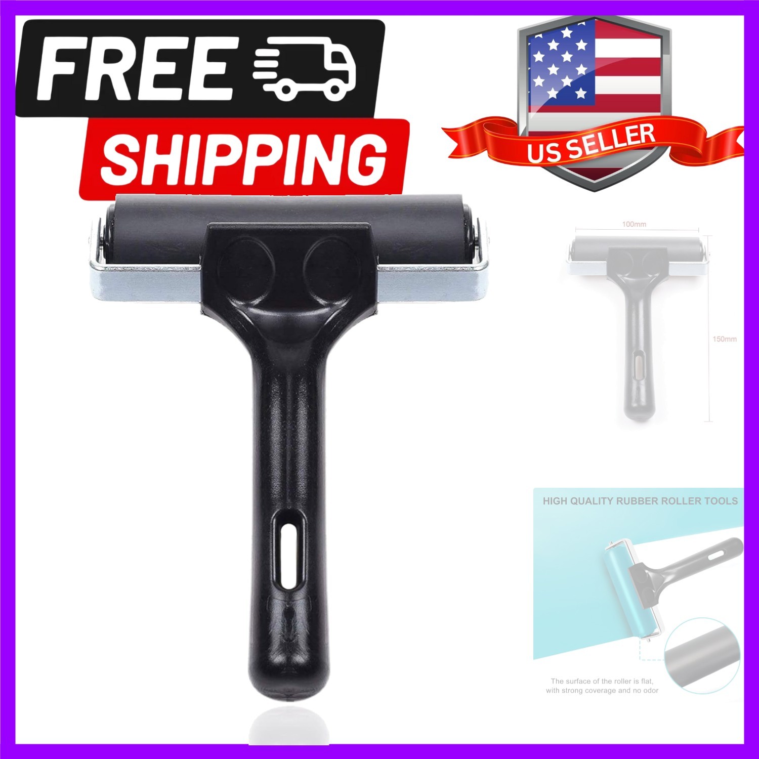4-Inch Rubber Brayer Roller for Printmaking, Manual Roller Tool for Printmaki...