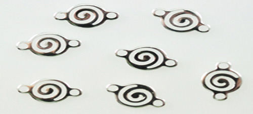 25 Small Silver Plated Round Swirl Links 11 x 7 MM