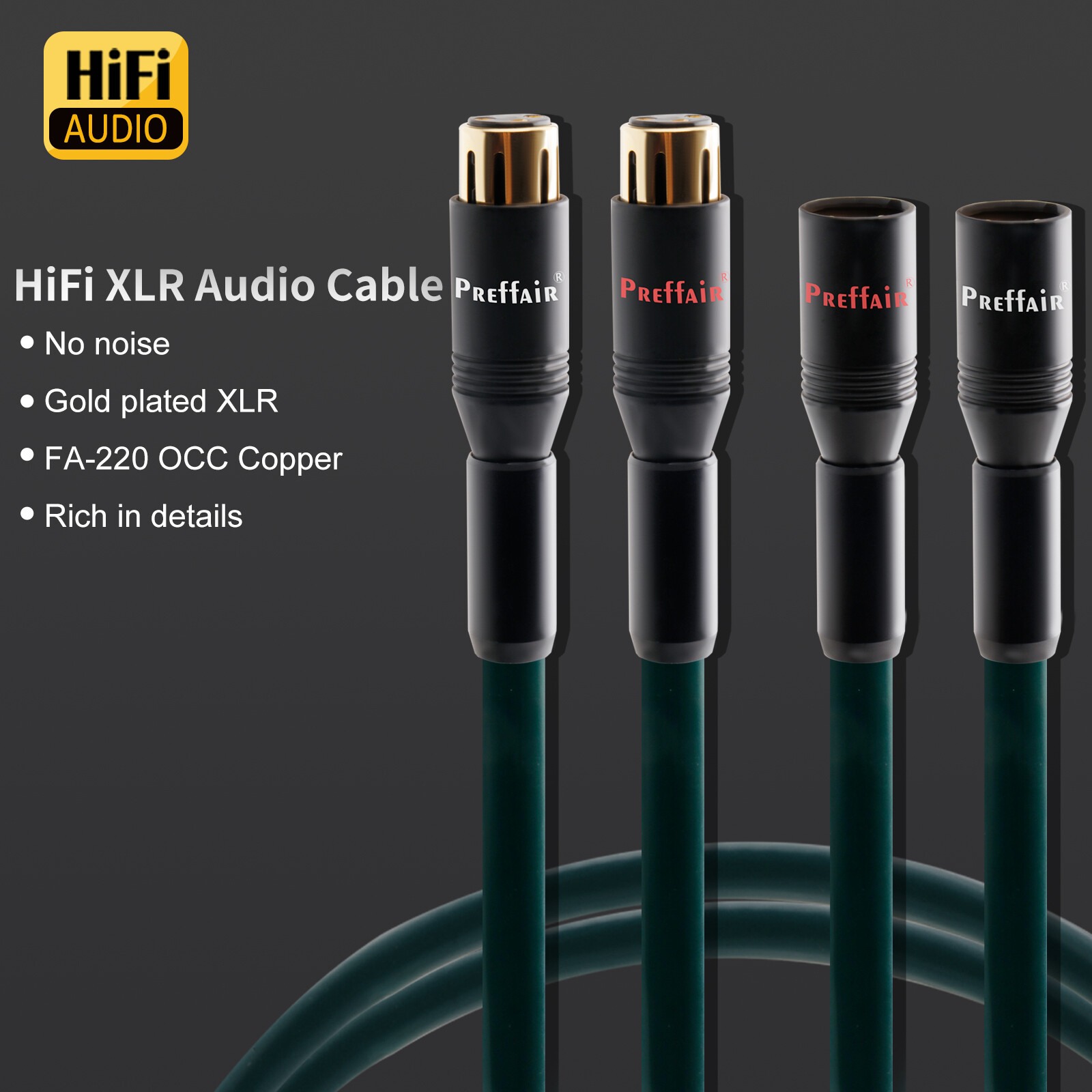 2PCS Hi-end XLR Balanced Cable 3 PIN XLR Cord Audio OCC Audio Copper Signal Wire