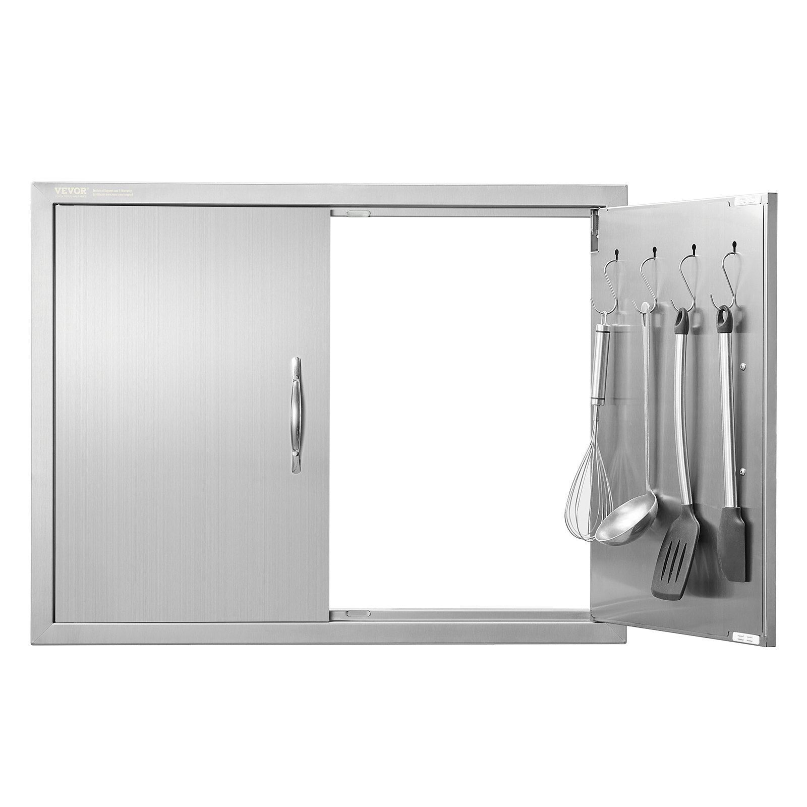 BBQ Access Door, 31x24 In Double Kitchen Door, Stainless Steel Flush Mount Door
