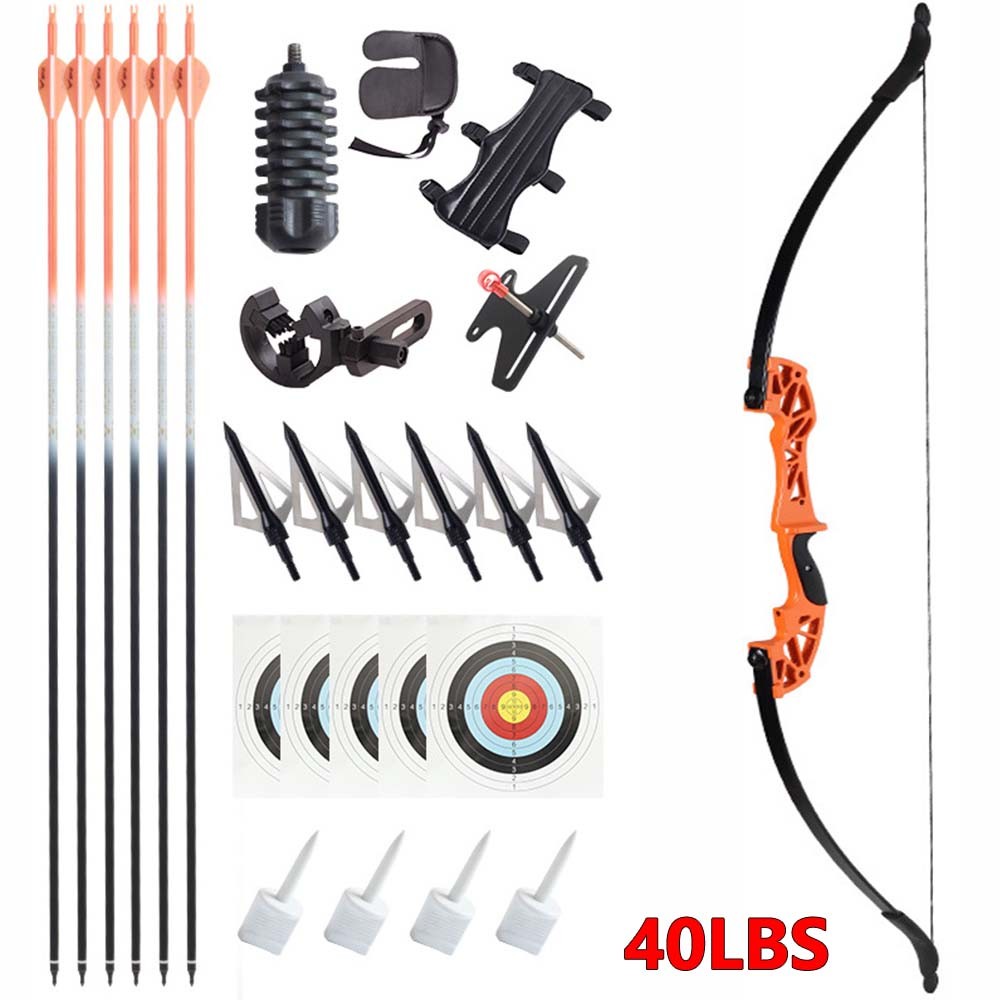 40lbs 53" Takedown Recurve Bow Right Hand Target Arrow Shooting Practice Bow Set
