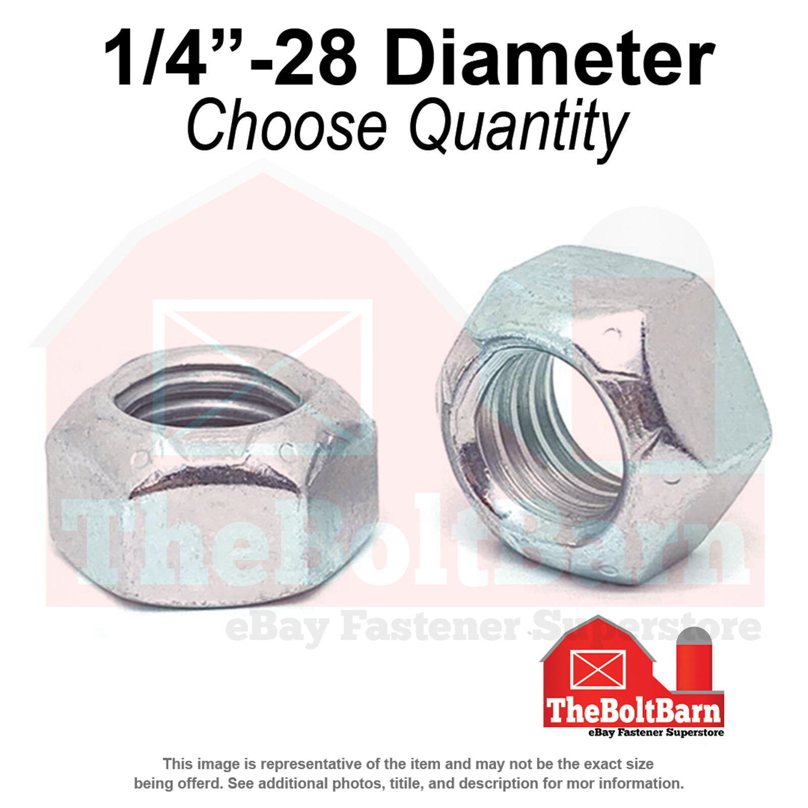 1/4"-28 Grade 8 Hex Top Lock Nuts Zinc Clear Fine Thread (Pick Quantity)