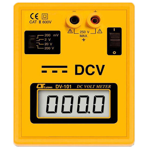 Lutron DV-101 DC Voltmeter with LCD Display, 4 Ranges: 200 mV, 2 V, 20 V, 200 V