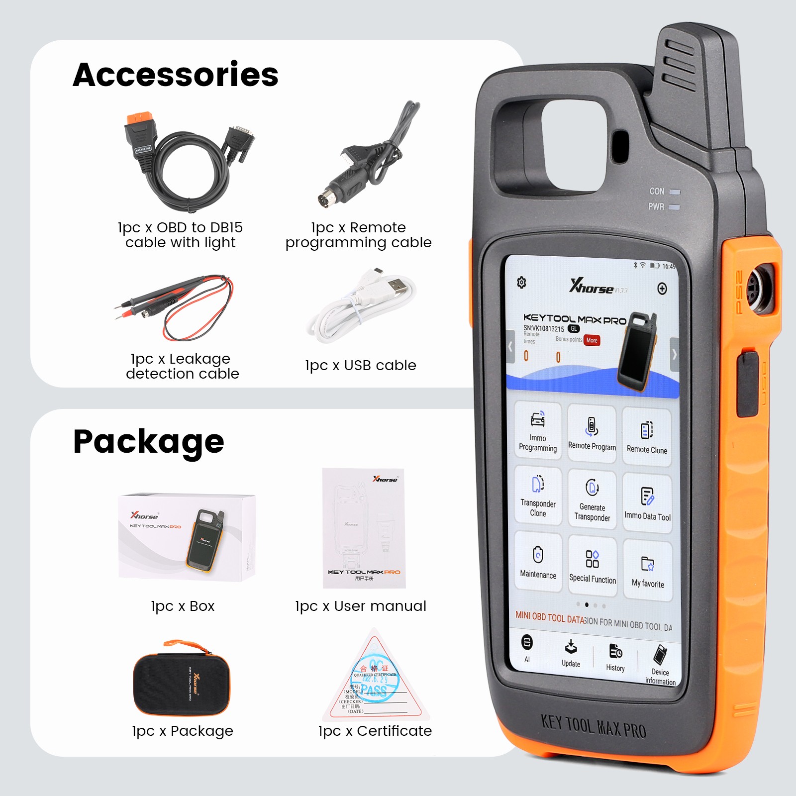 Xhorse VVDI Key Tool Max PRO +Mini OBD Tool Function+10Pcs VVDI Super Chip XT27A