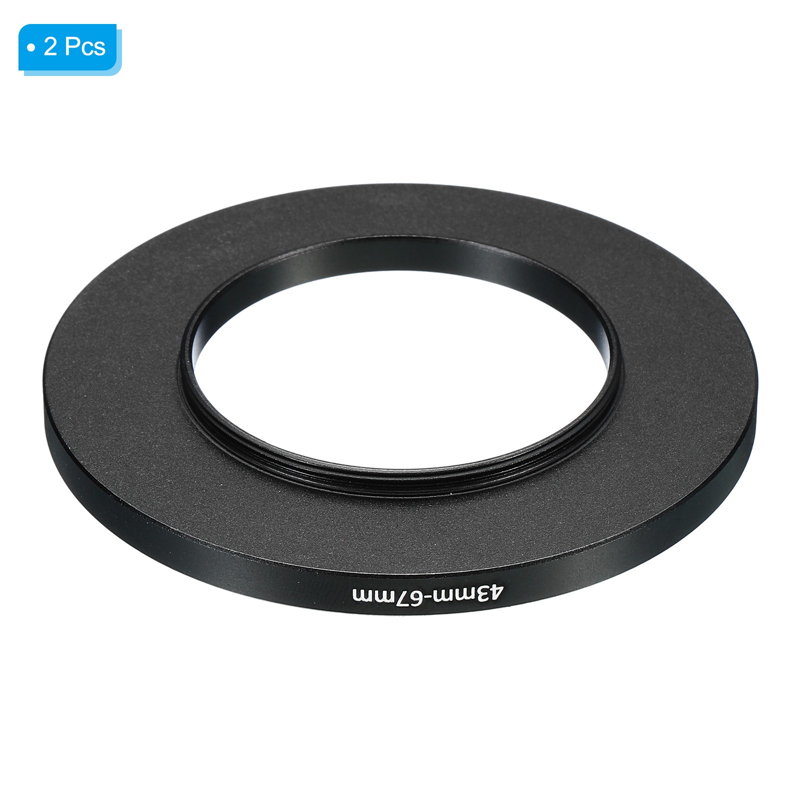 43mm-67mm Metal Step Up Ring, 2 Pcs Camera Lens Filter Adapter Ring Black