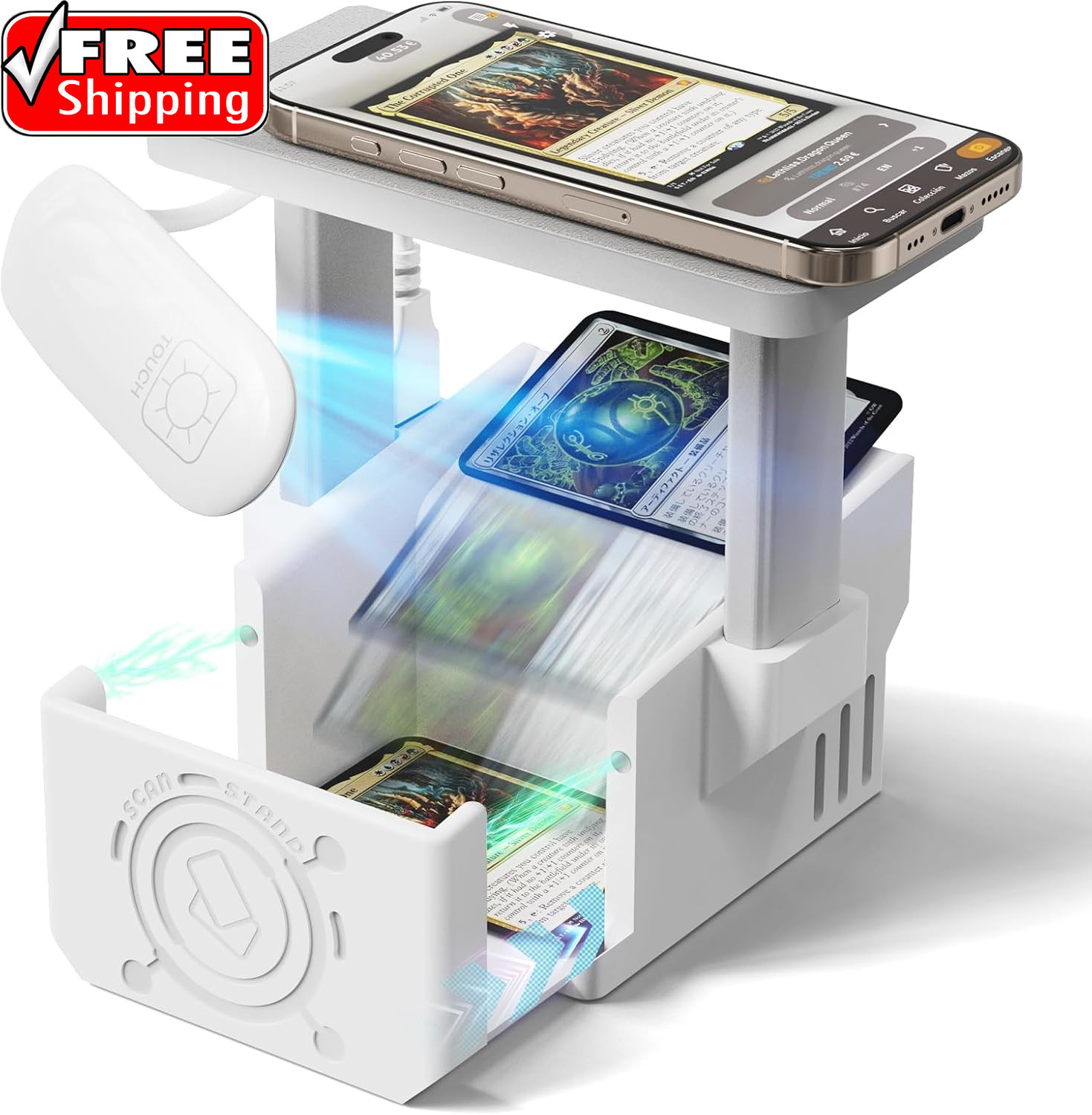 Card Scanner Pro for Trading Cards – MTG & TCG Card Scanner Stand with LED Light