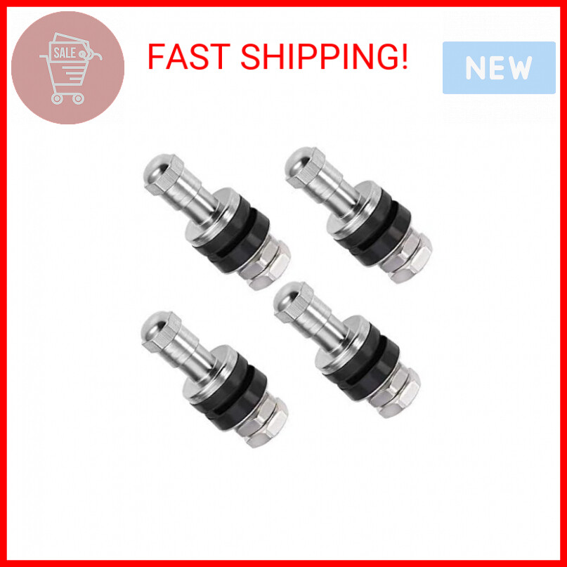 Pack of 4 Metal/Chrome Tire Valve Stems High Pressure Bolt in Valve Stem Flush M