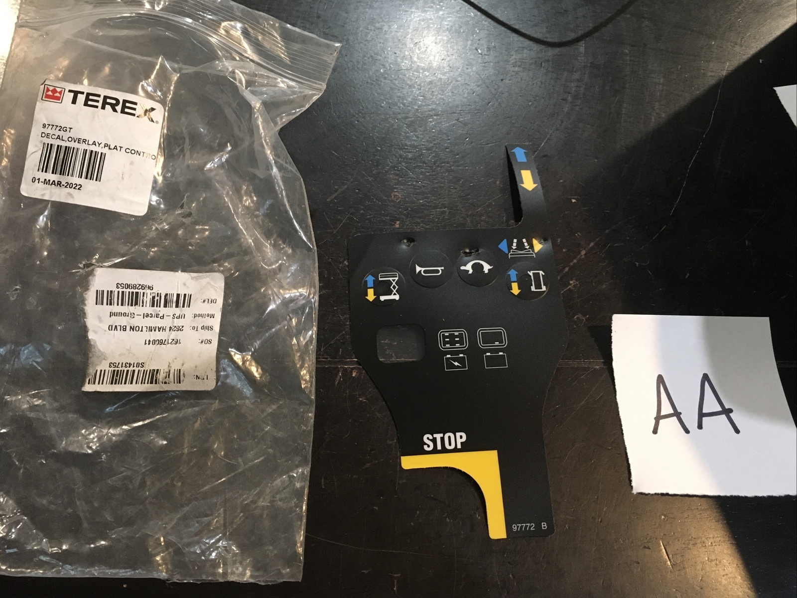 Control Box Overlay/Decal 97772GT for Genie GR-12 GR-15 GR-20 GS-1530 GS-1930