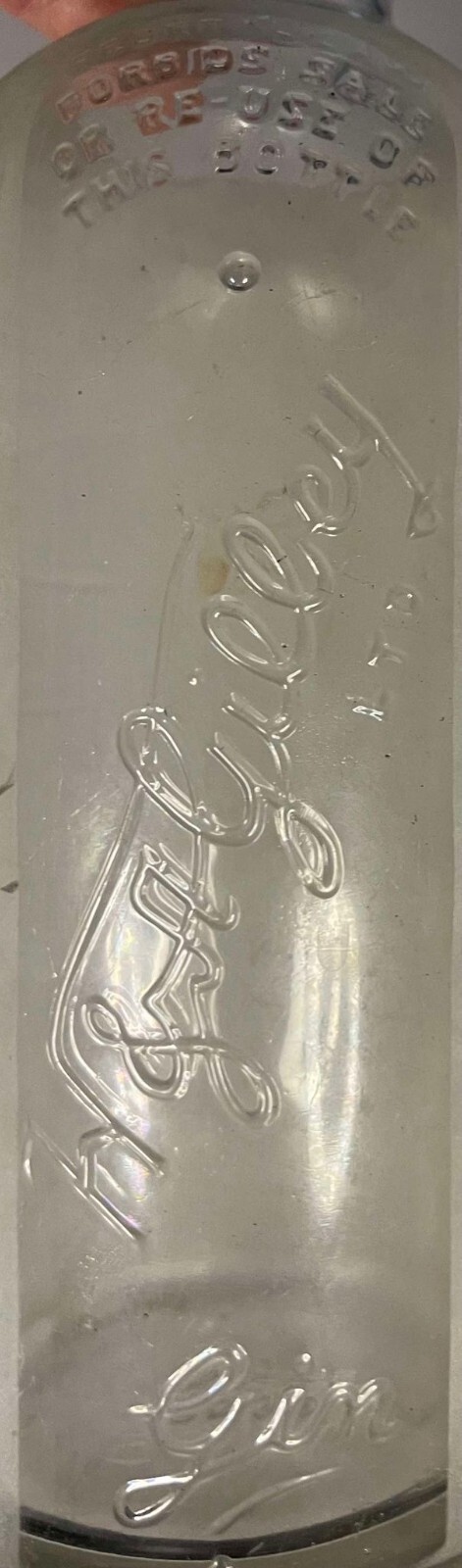 Vintage H&A Gilley Gin Frosted Glass Bottle Embossed