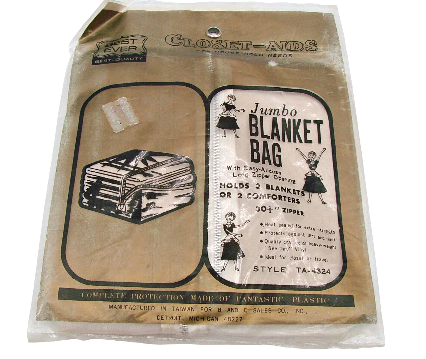 Closet Aids Jumbo Blanket Bag Storage Easy Access Long Zipper Opening 3 Blankets