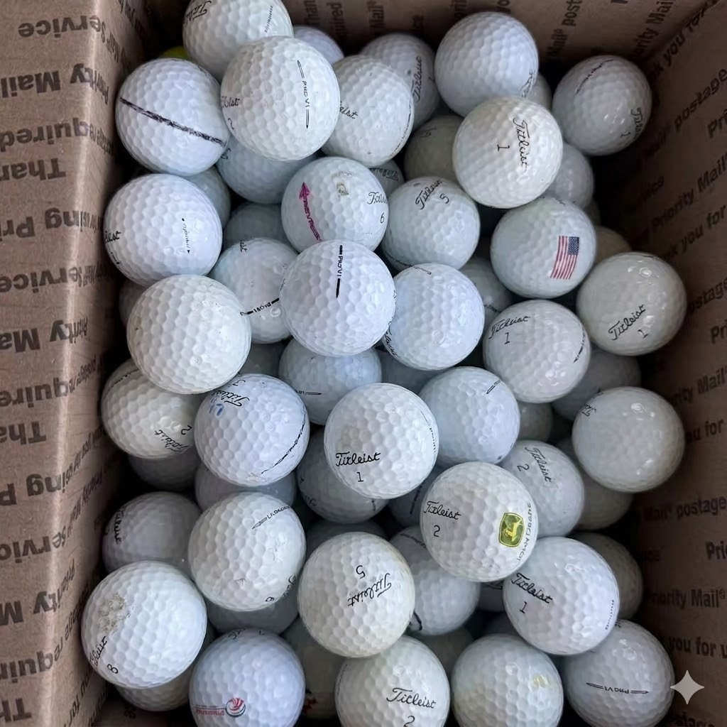 Titleist Pro V1  Used Golf Balls 3A  White and Yellow+ Free Shipping 50/100 Pack
