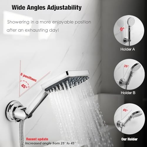 Handheld Shower Head Holder Suction Cup Wall Mount Adjustable 360 Degree