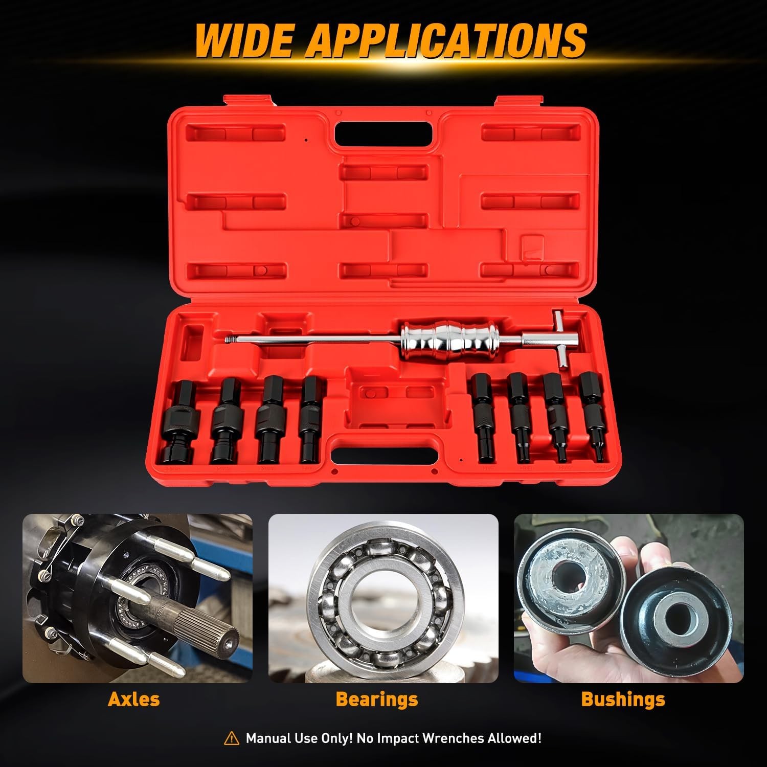 Heavy Duty 9pc Internal Bearing Puller Kit with Slide Hammer 8-32mm