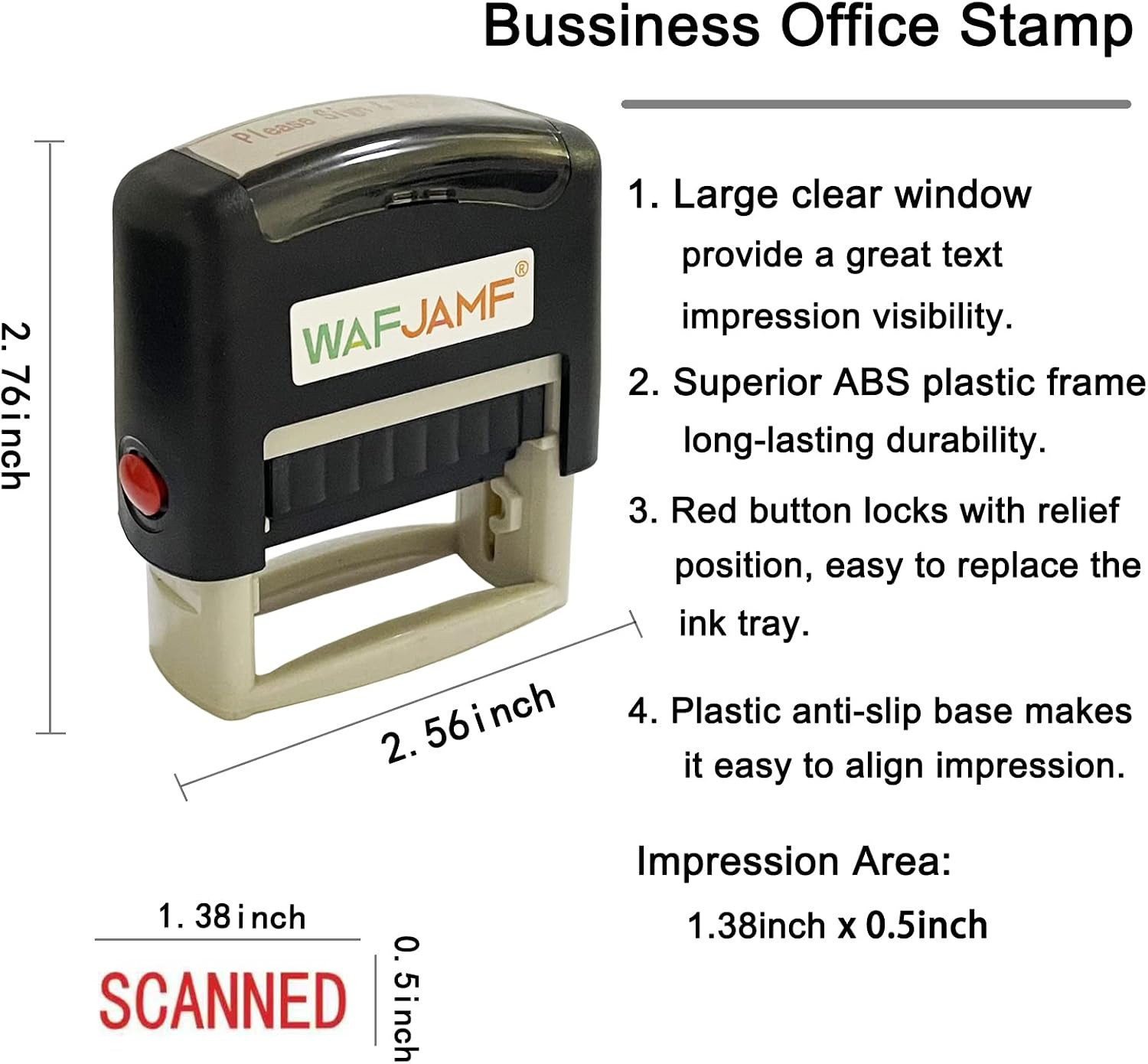 Scanned Message Stamp Self Inking Rubber Office Red Medium | Refillable Busines