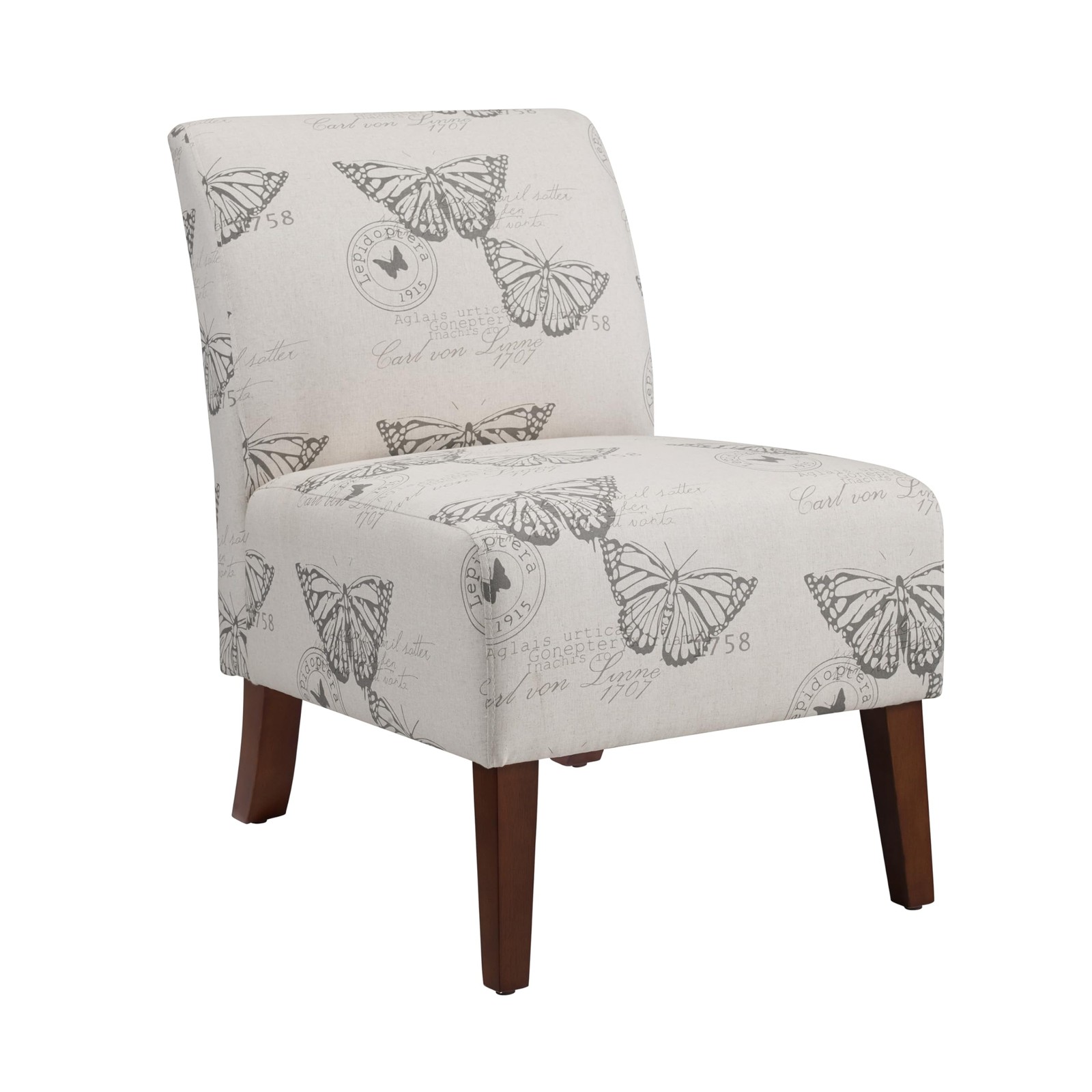 Butterfly, Dark Espresso Linen Lily Chair, 21.5" W x 29.5" D x 31.5" H